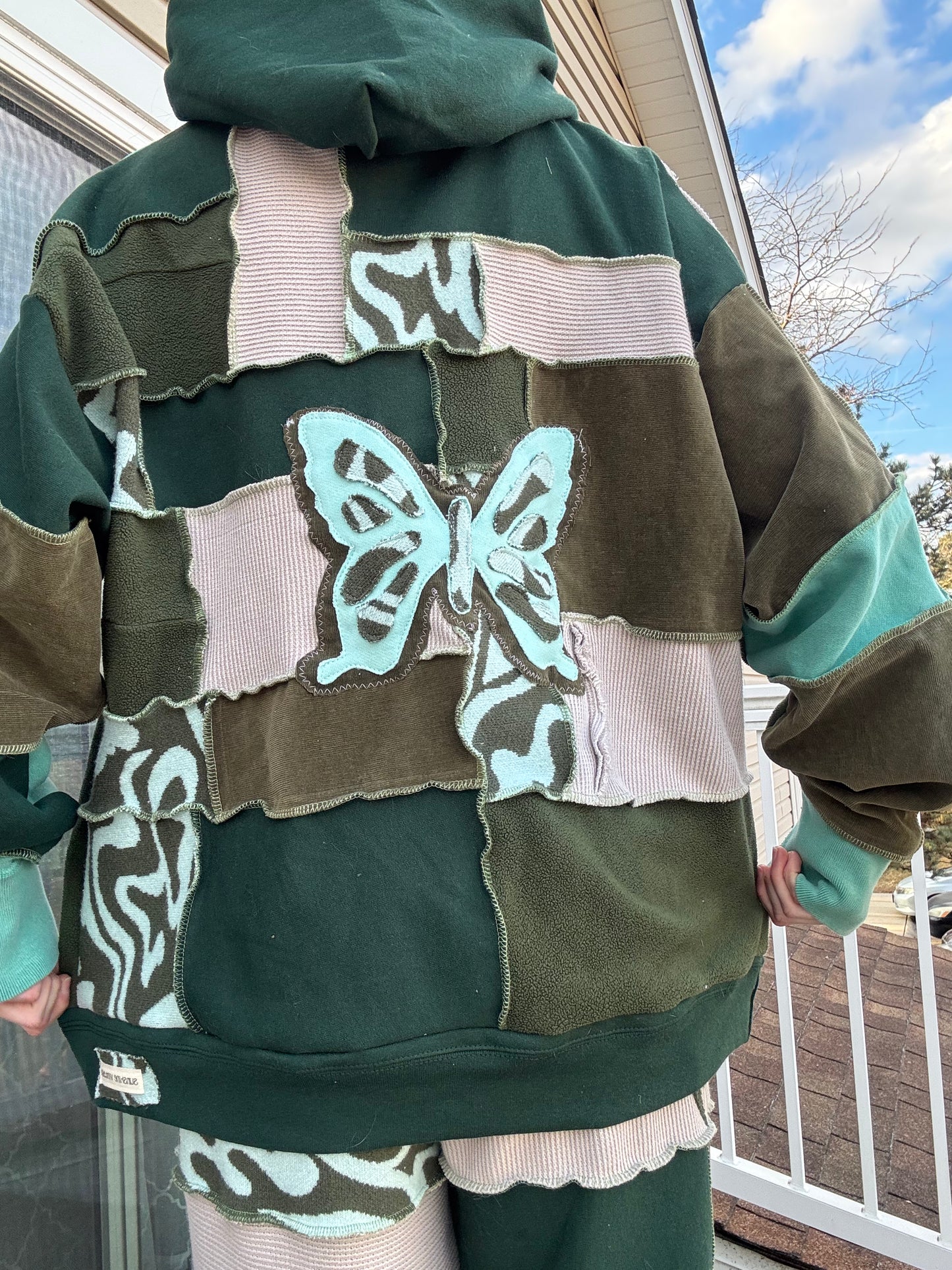 UPCYCLED PATCHWORK HOODIE - SWIRLY BUTTERFLY