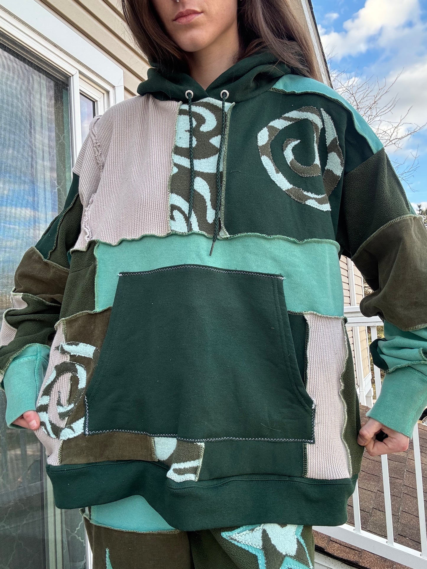 UPCYCLED PATCHWORK HOODIE - SWIRLY BUTTERFLY