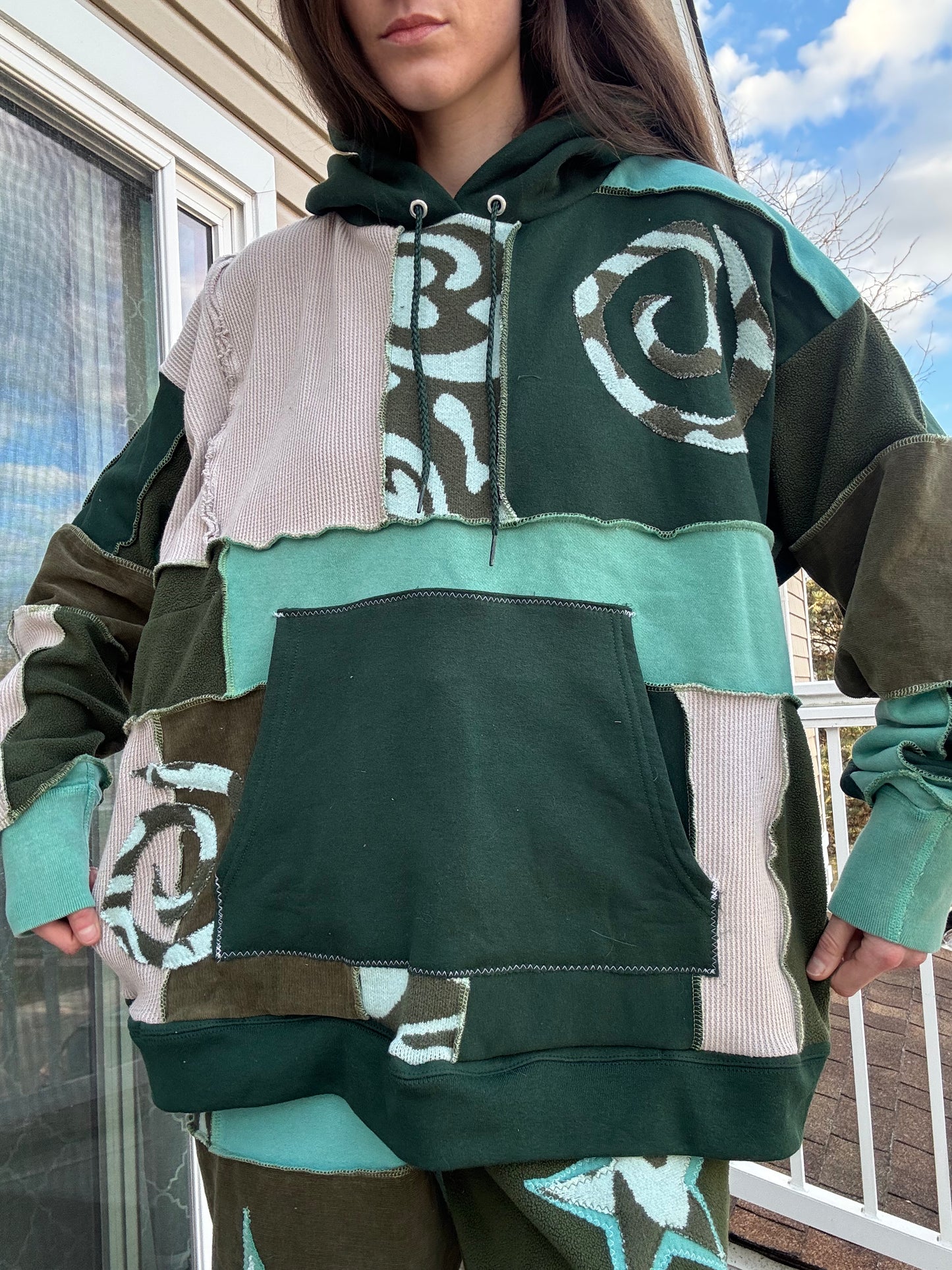 UPCYCLED PATCHWORK HOODIE - SWIRLY BUTTERFLY