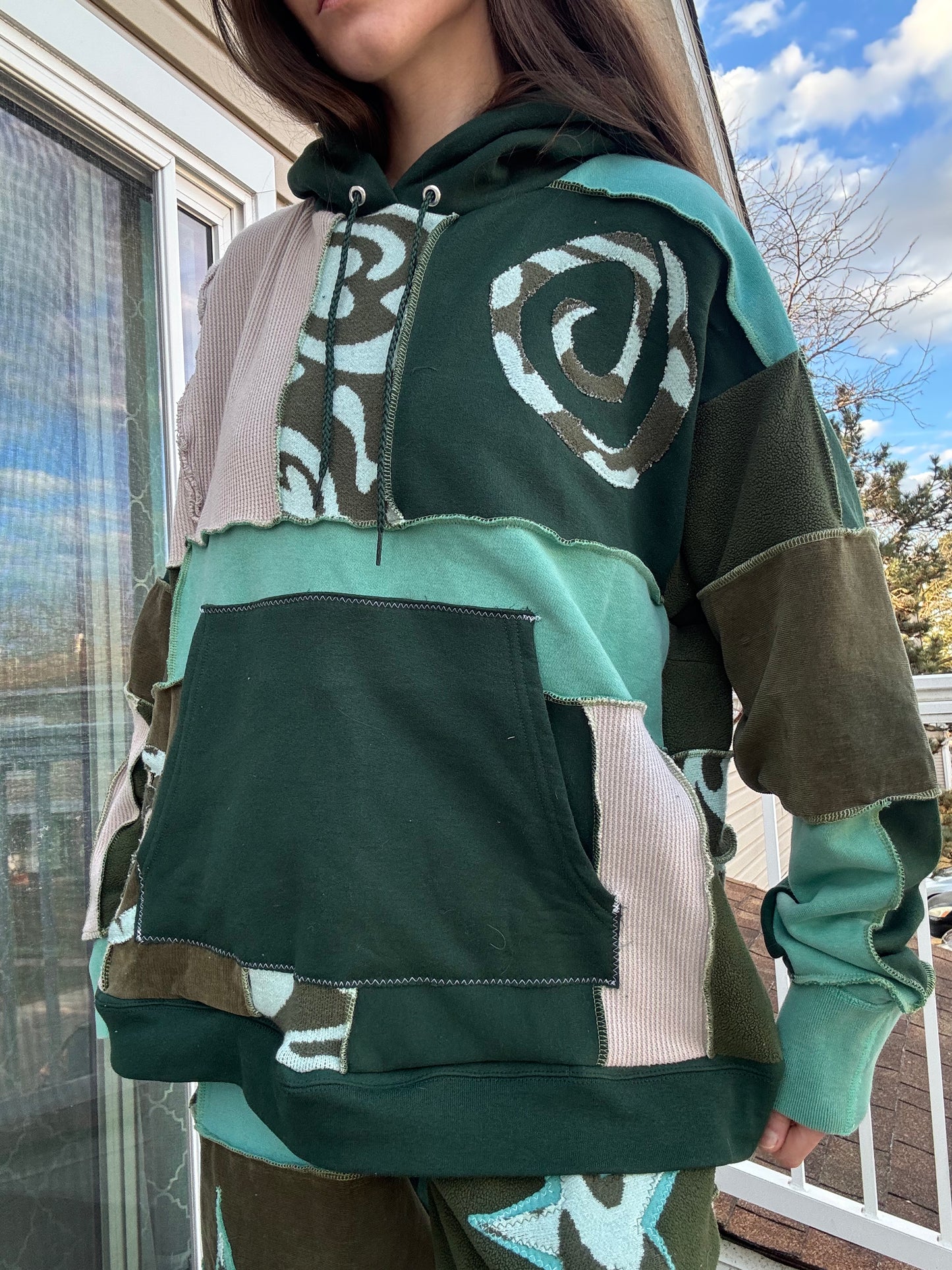 UPCYCLED PATCHWORK HOODIE - SWIRLY BUTTERFLY