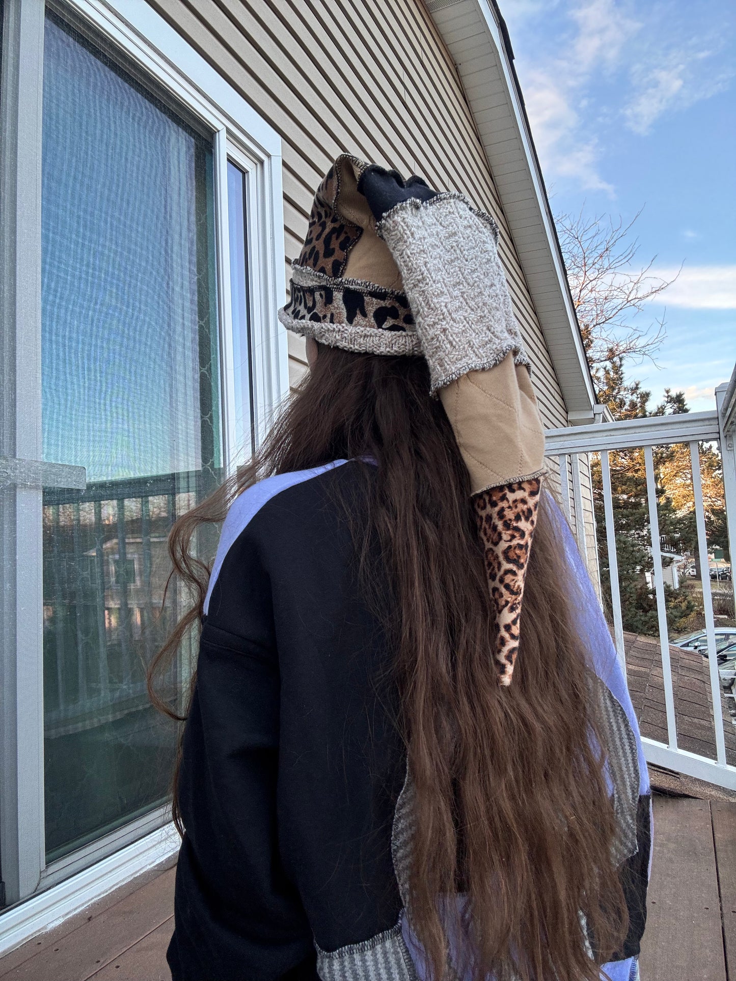 ANIMAL PRINT UPCYCLED PIXIE CAT HAT
