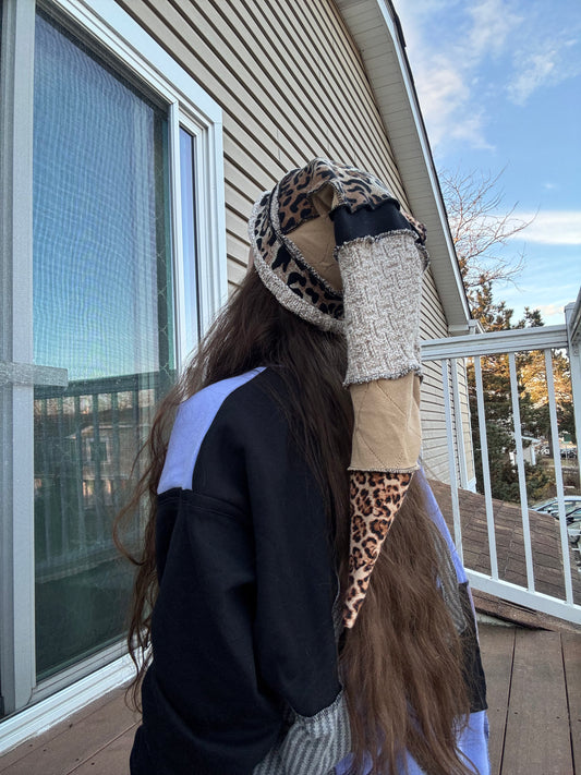 ANIMAL PRINT UPCYCLED PIXIE CAT HAT