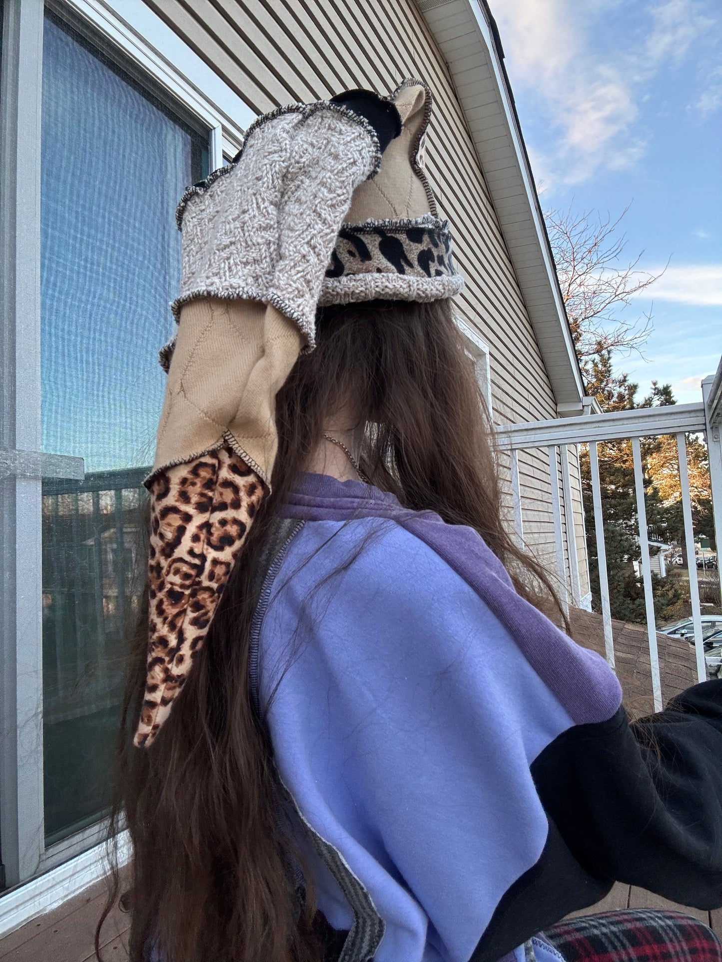 ANIMAL PRINT UPCYCLED PIXIE CAT HAT
