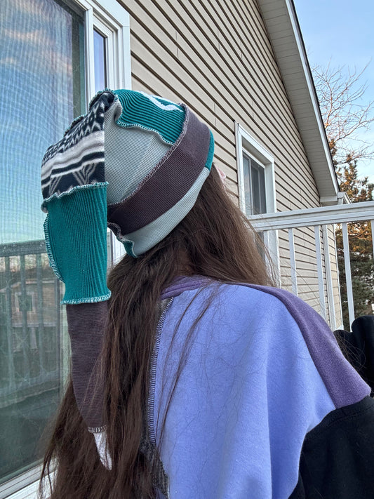 TEAL UPCYCLED PIXIE CAT HAT