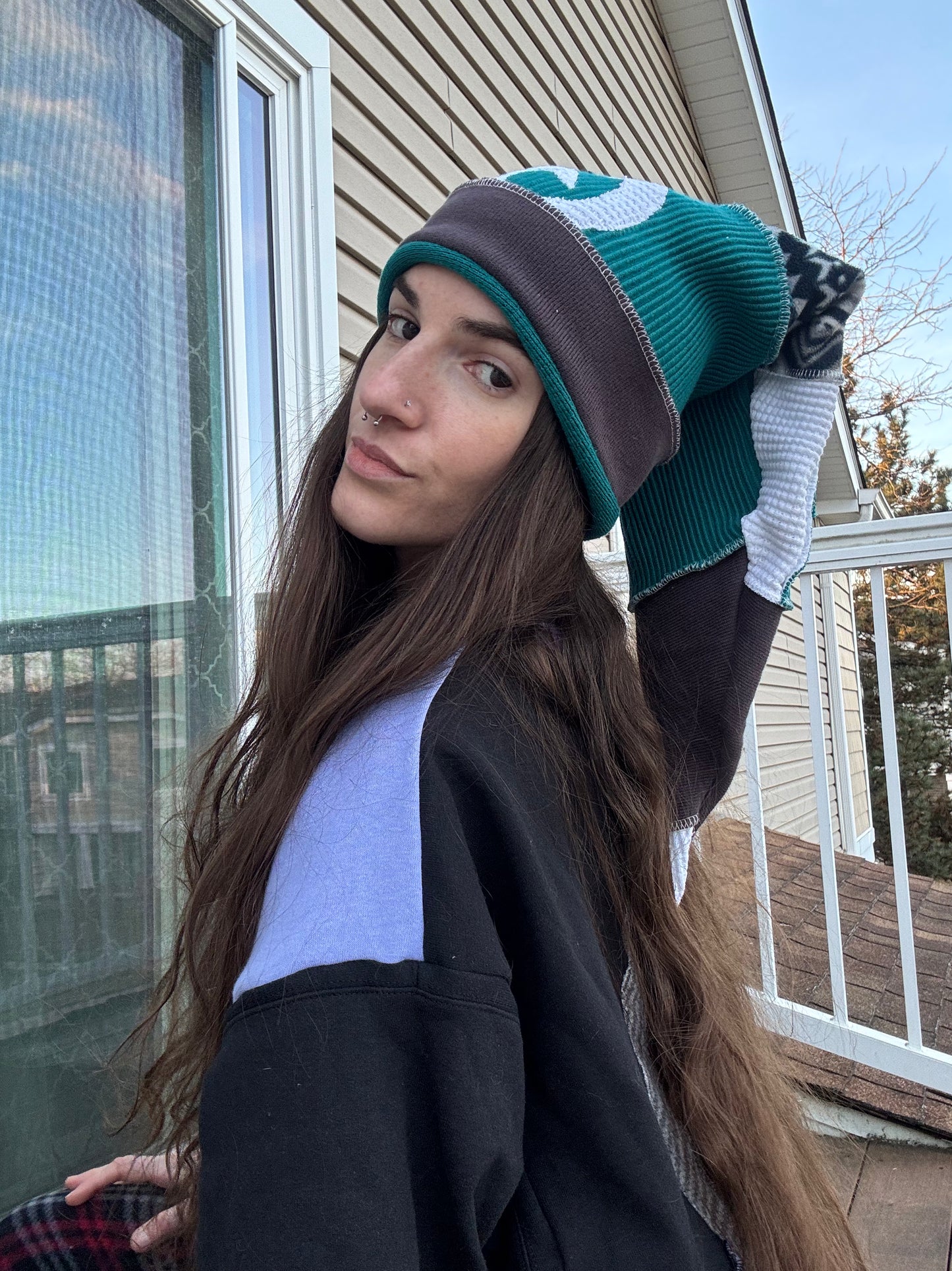 TEAL UPCYCLED PIXIE CAT HAT