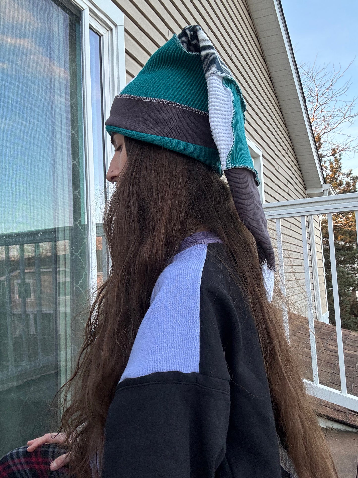 TEAL UPCYCLED PIXIE CAT HAT