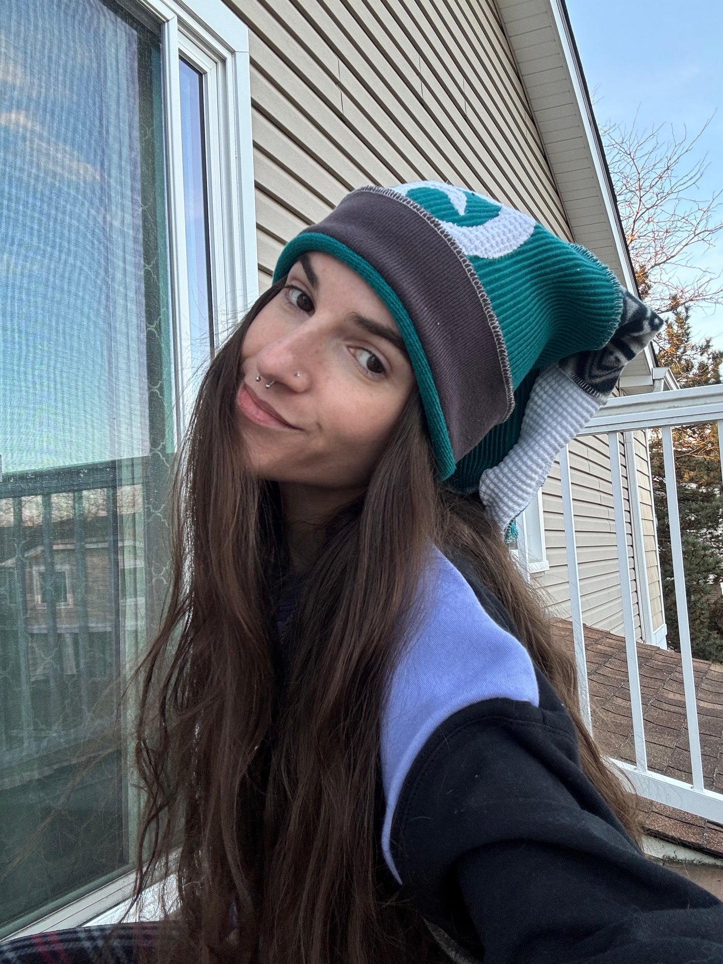 TEAL UPCYCLED PIXIE CAT HAT
