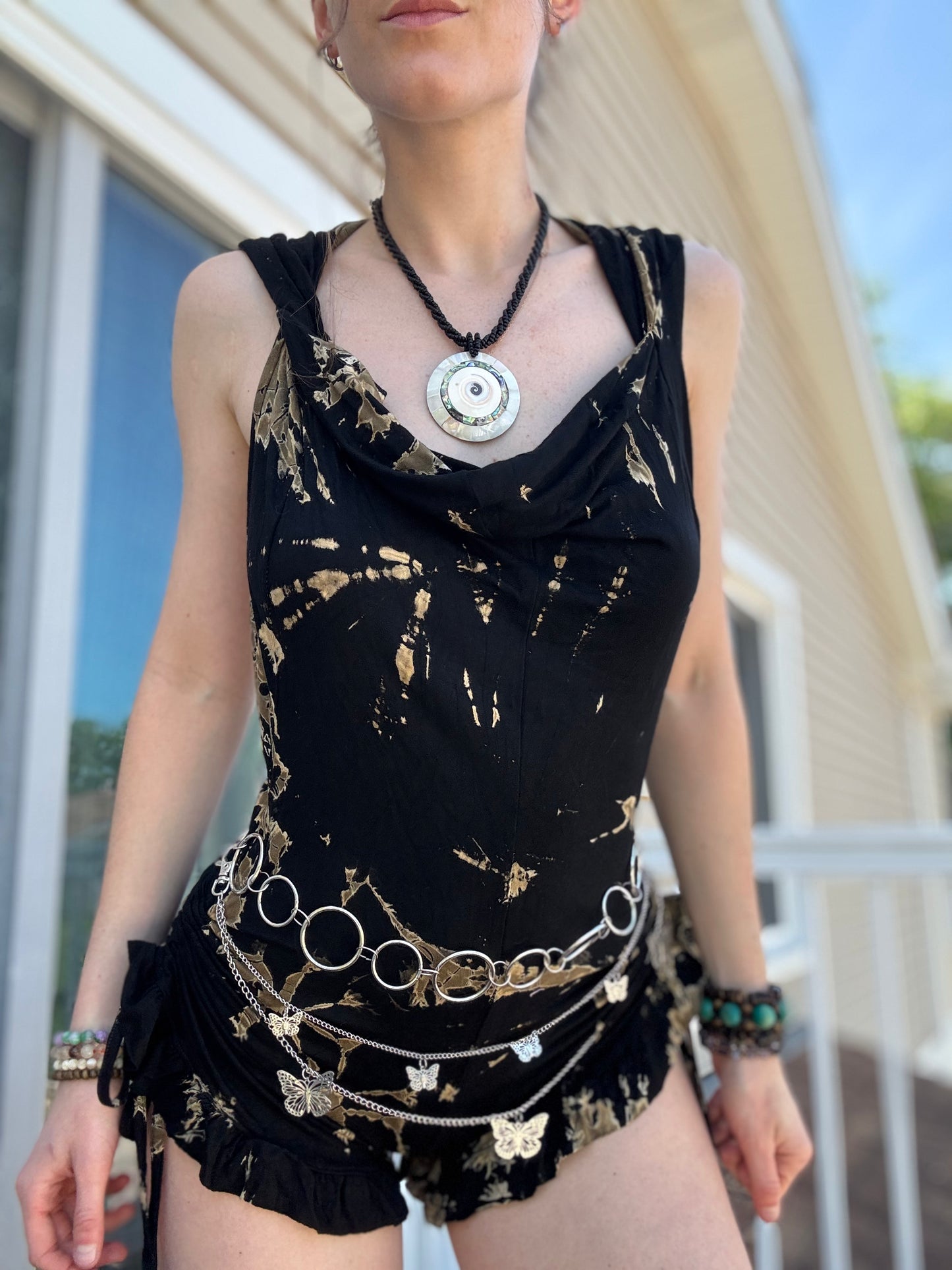 HOODED TIE DYE FAIRY ROMPER