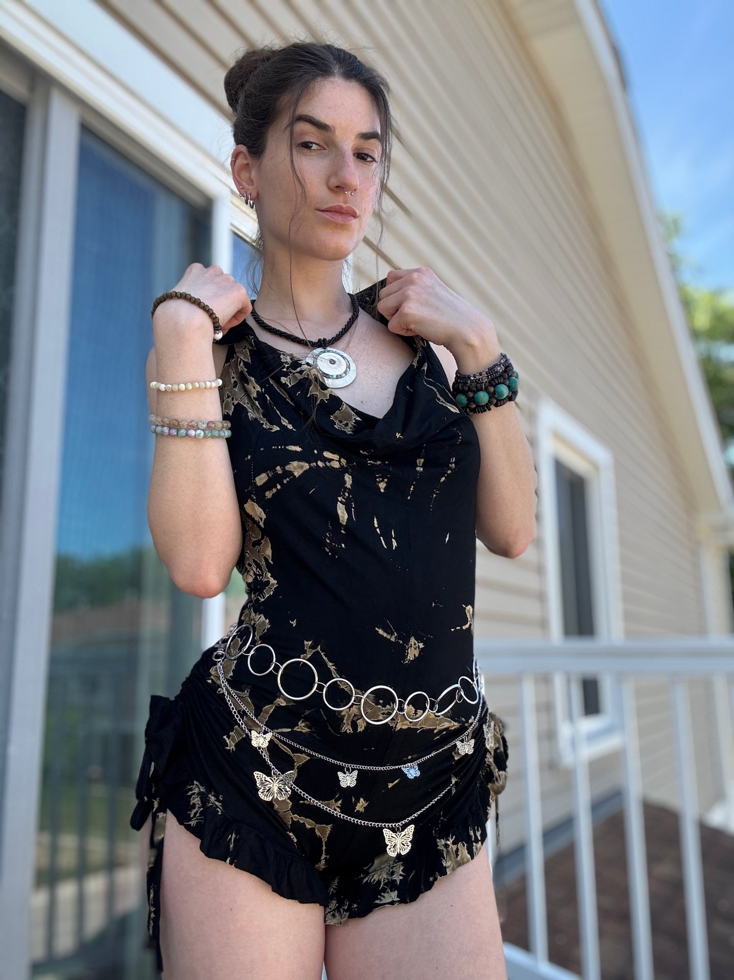 HOODED TIE DYE FAIRY ROMPER