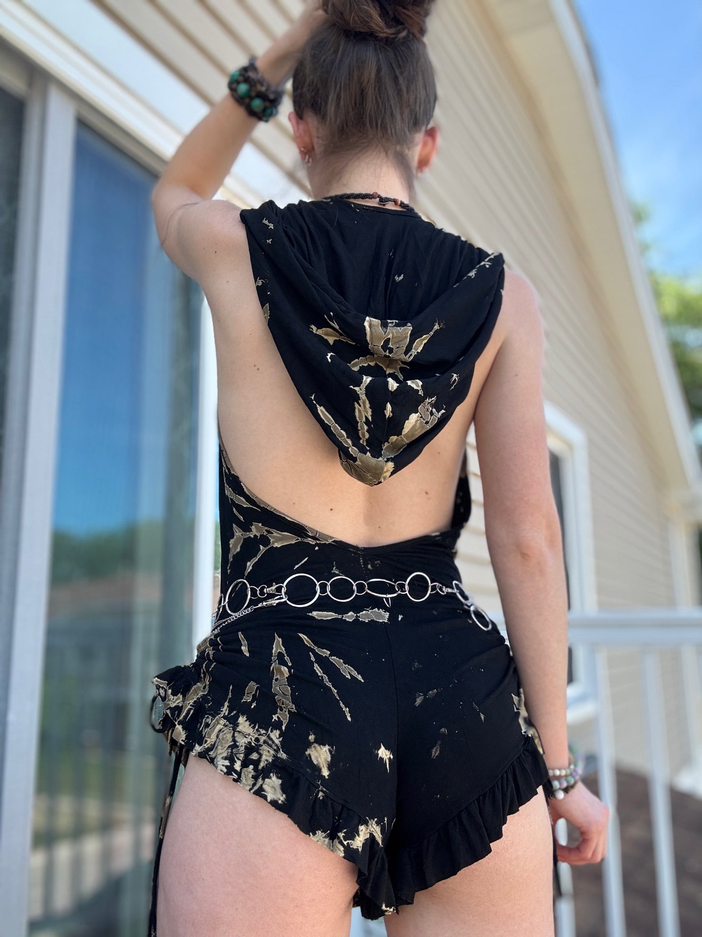 HOODED TIE DYE FAIRY ROMPER