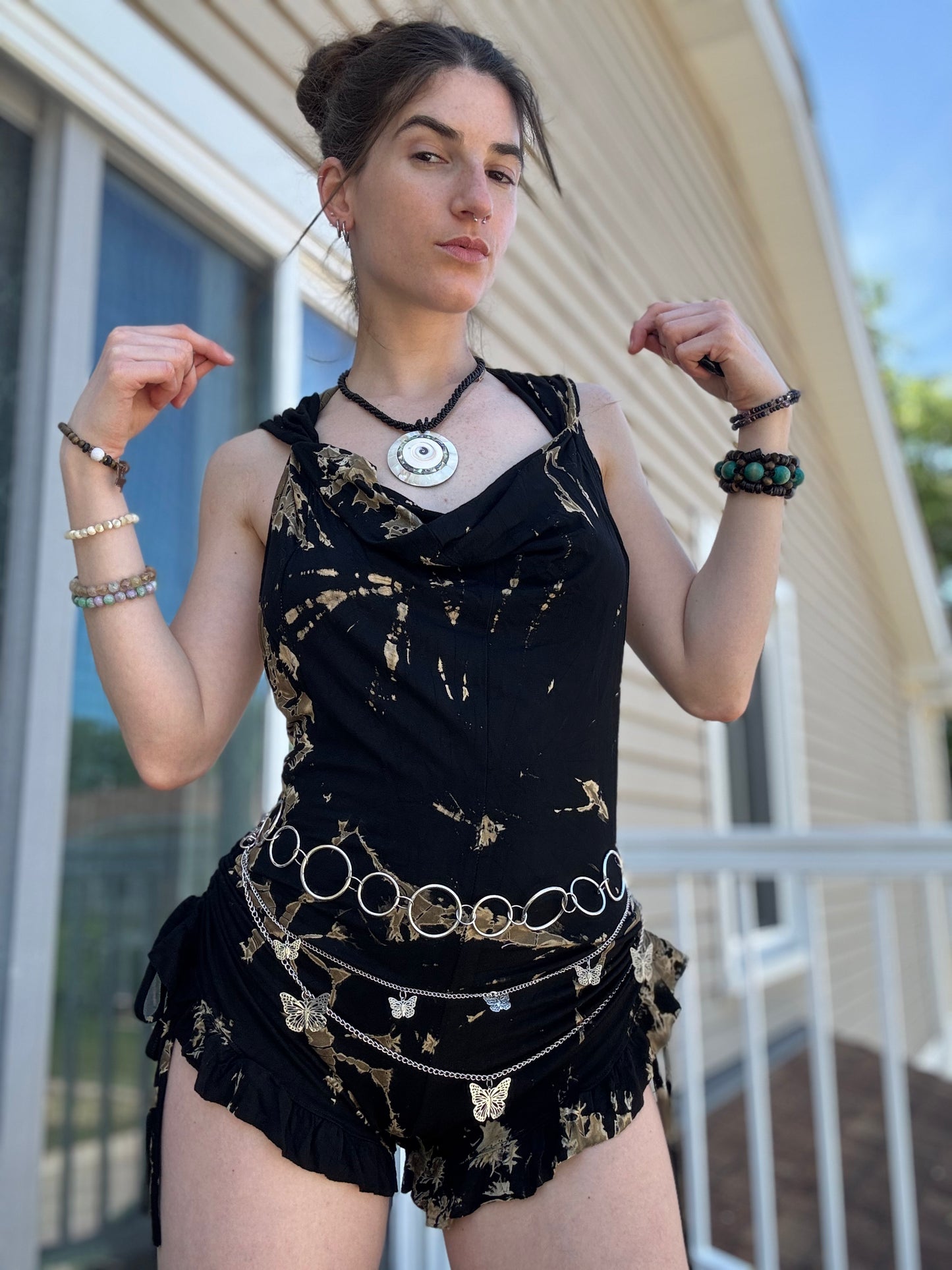 HOODED TIE DYE FAIRY ROMPER