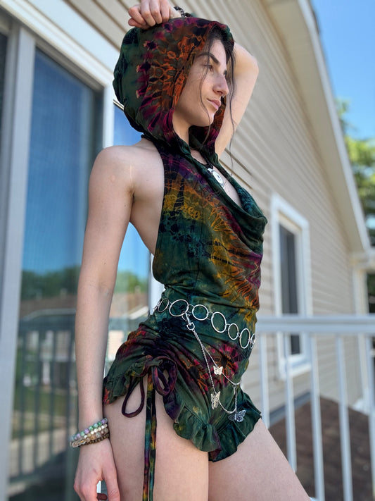 HOODED TIE DYE FAIRY ROMPER