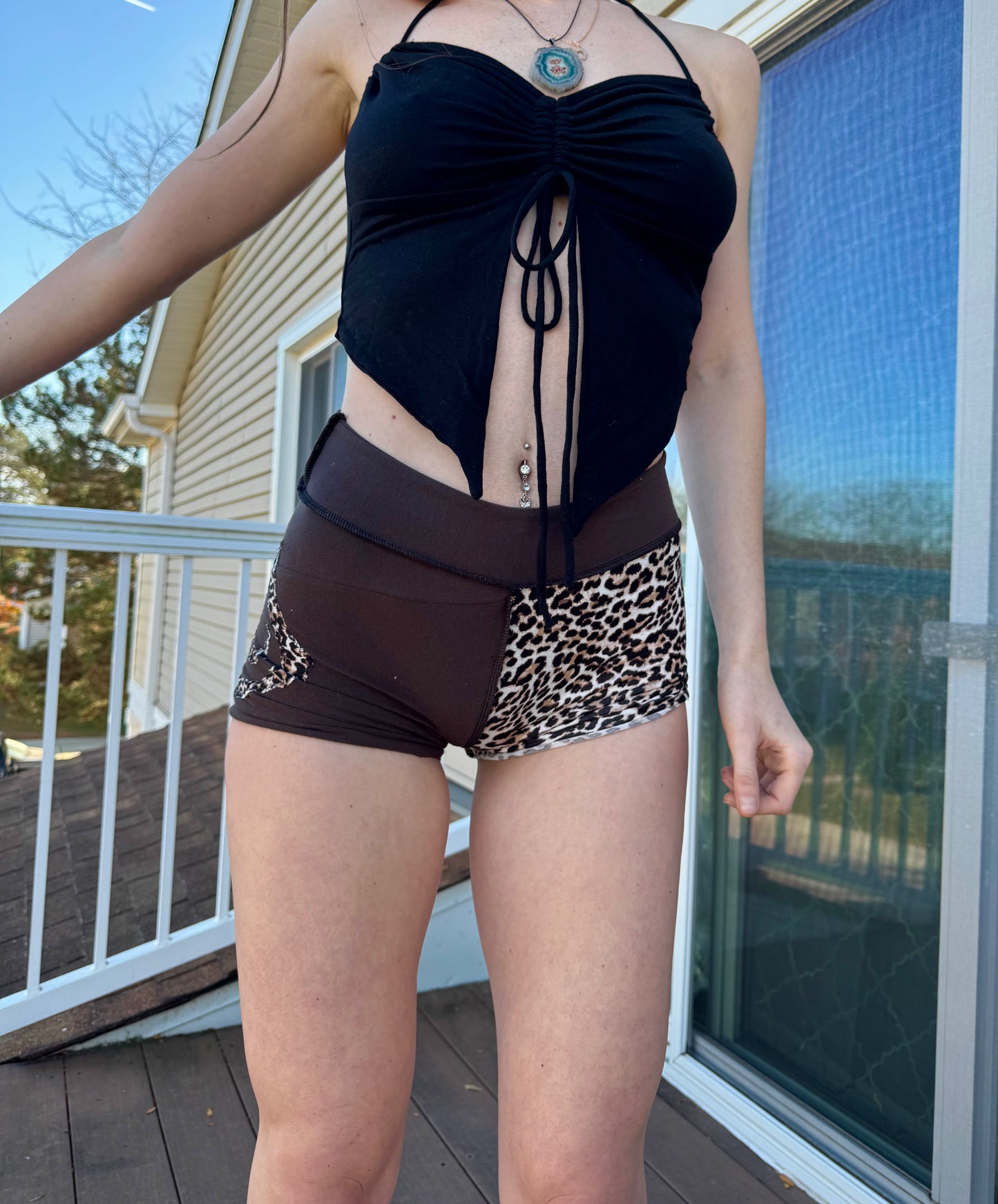 UPCYCLED CHEETAH SHORTS