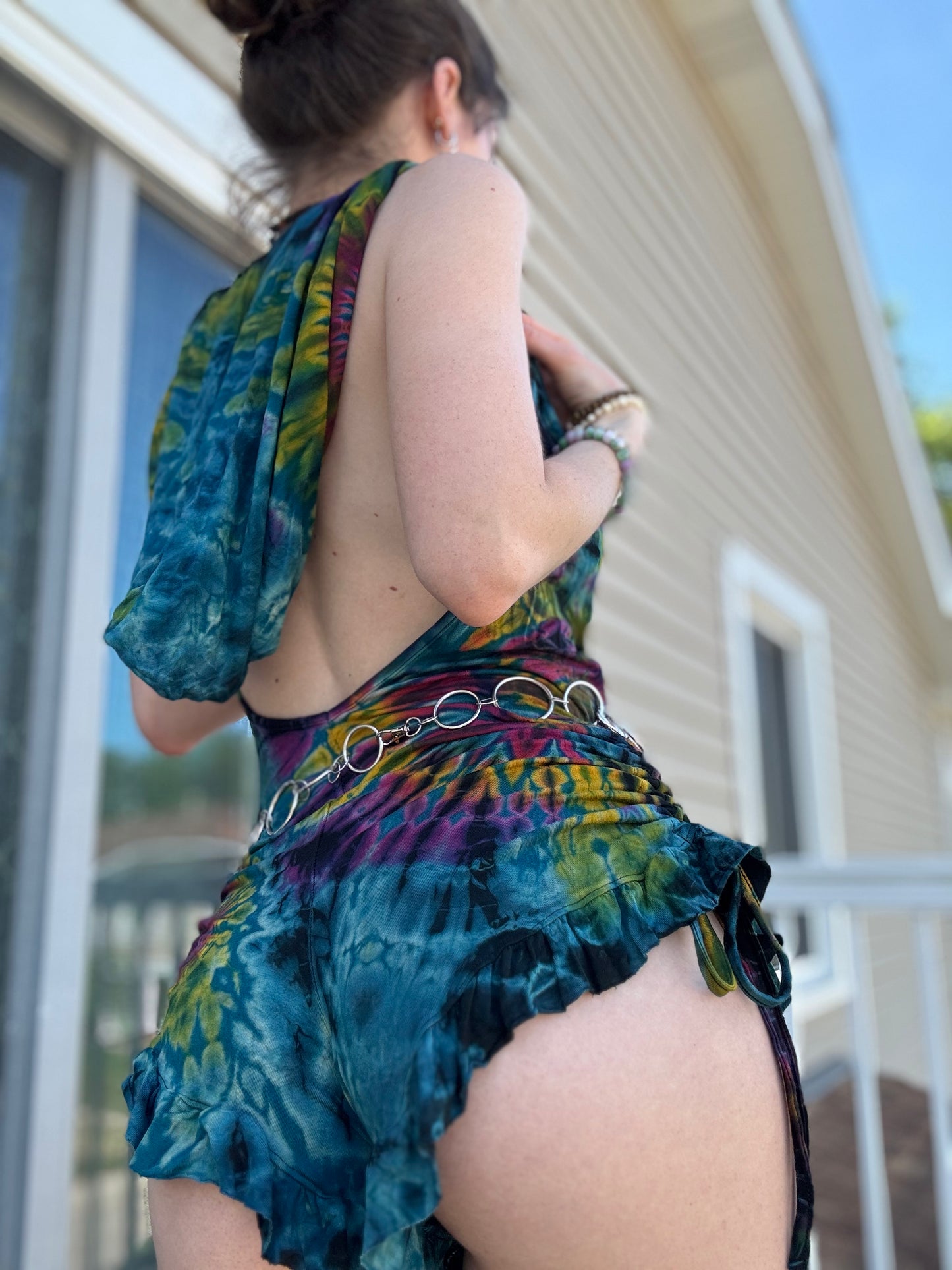 HOODED TIE DYE FAIRY ROMPER