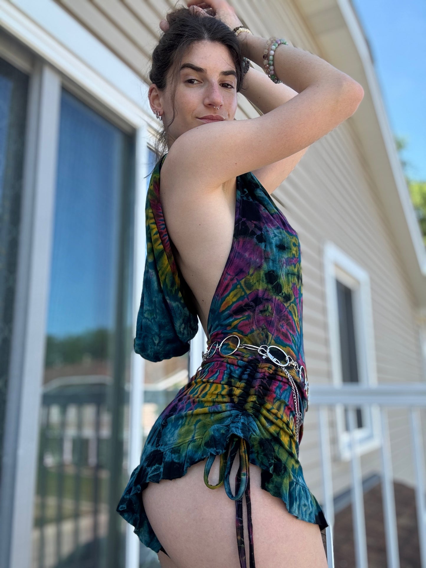 HOODED TIE DYE FAIRY ROMPER