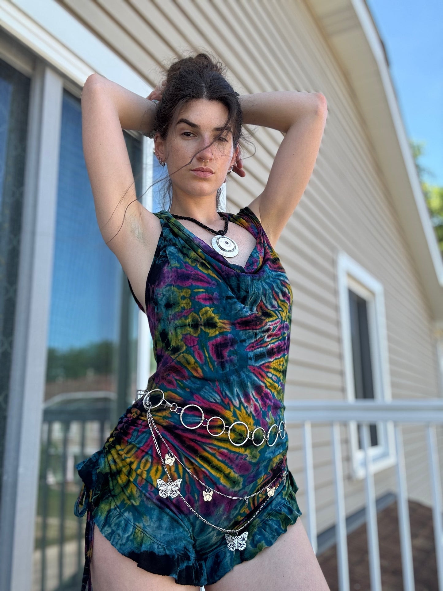 HOODED TIE DYE FAIRY ROMPER