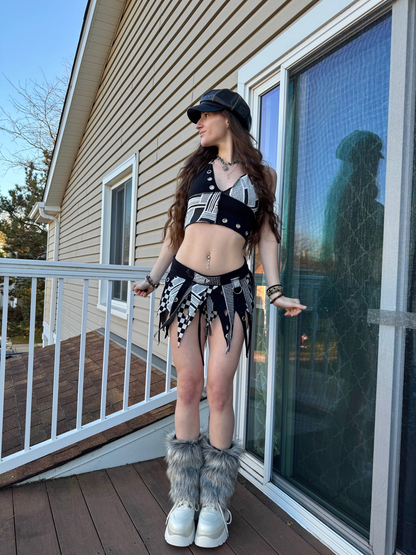 MONOCHROME 2 PIECE UPCYCLED FAIRY SKIRT SET