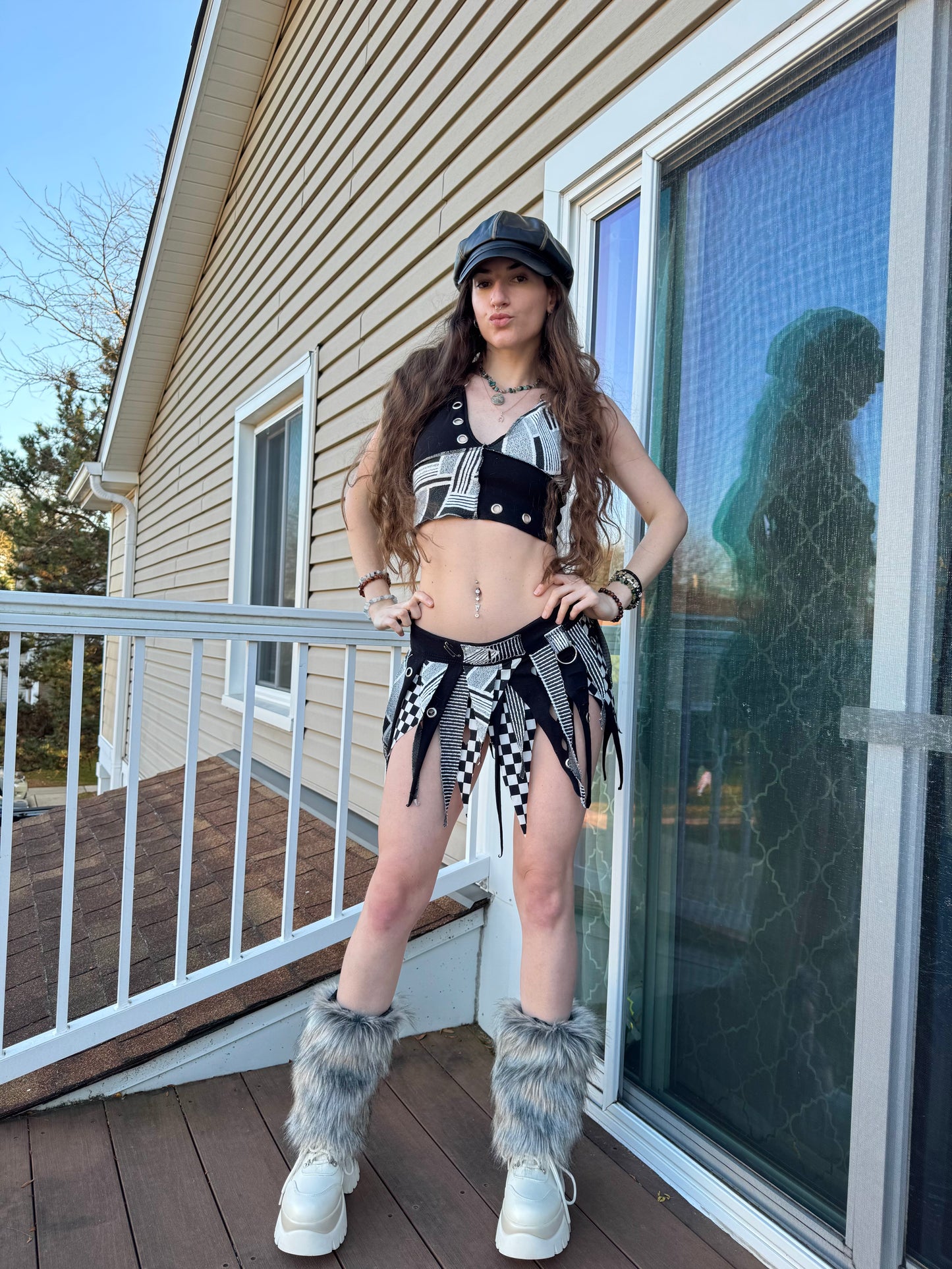 MONOCHROME 2 PIECE UPCYCLED FAIRY SKIRT SET