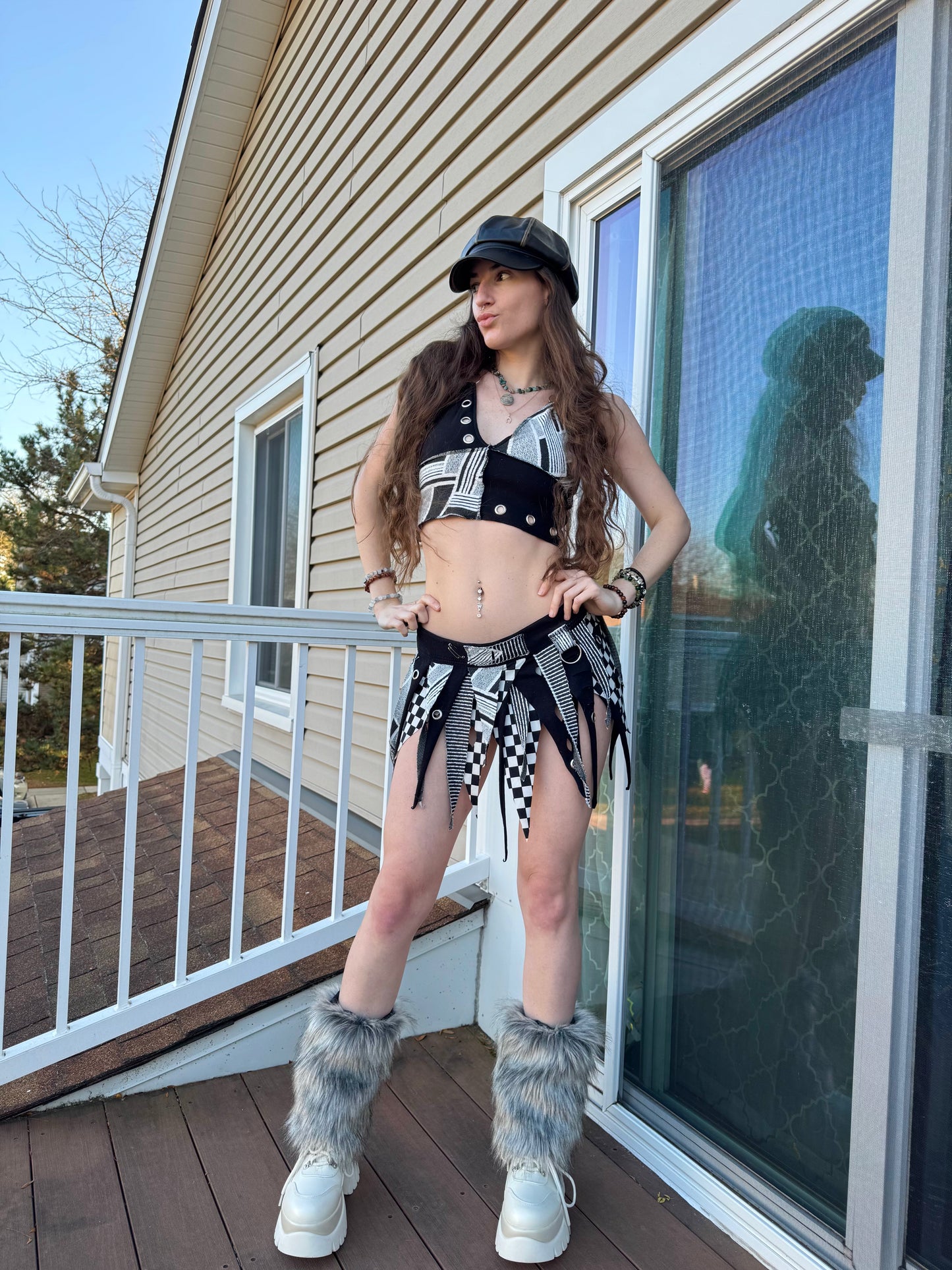 MONOCHROME 2 PIECE UPCYCLED FAIRY SKIRT SET
