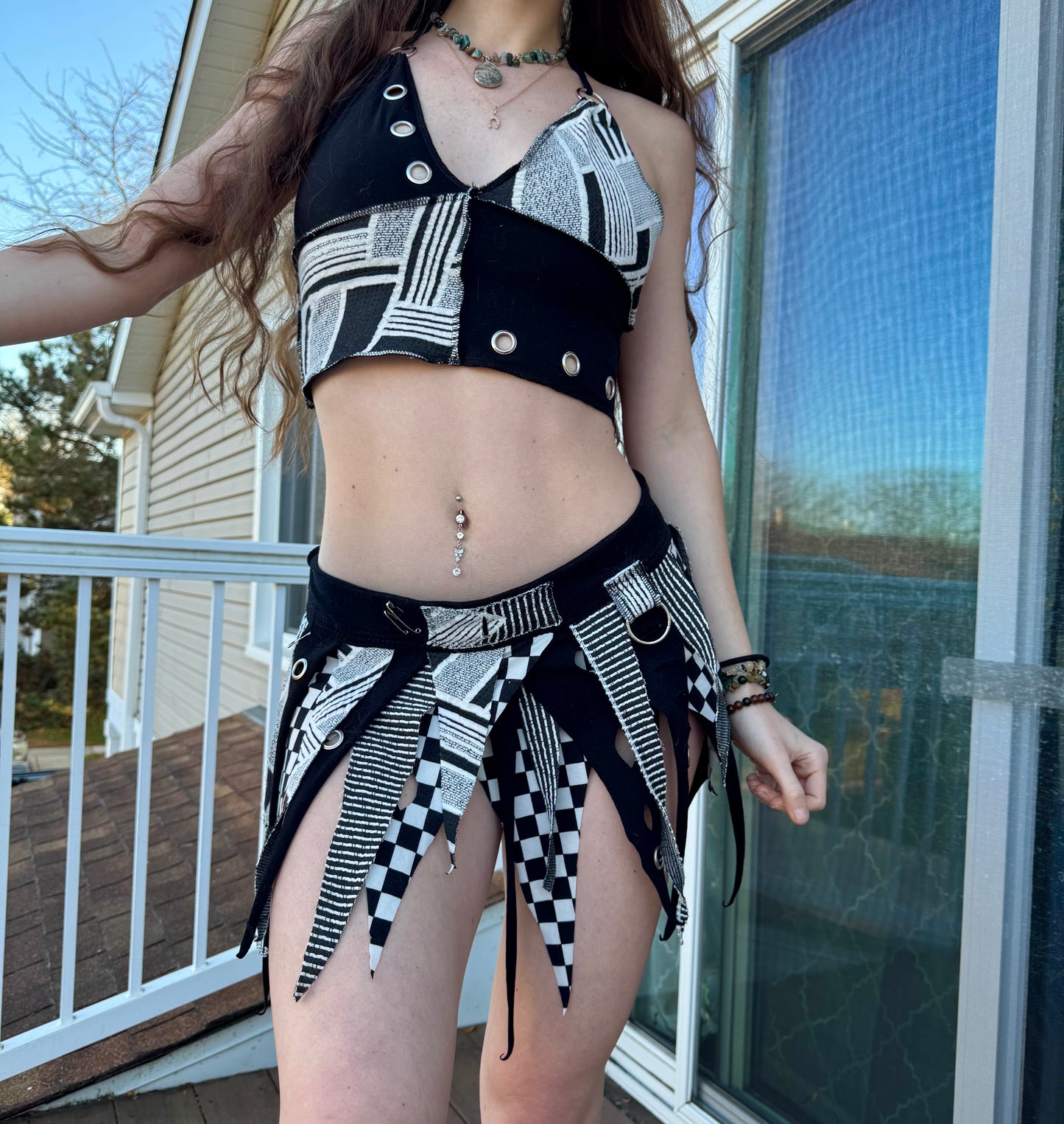 MONOCHROME 2 PIECE UPCYCLED FAIRY SKIRT SET
