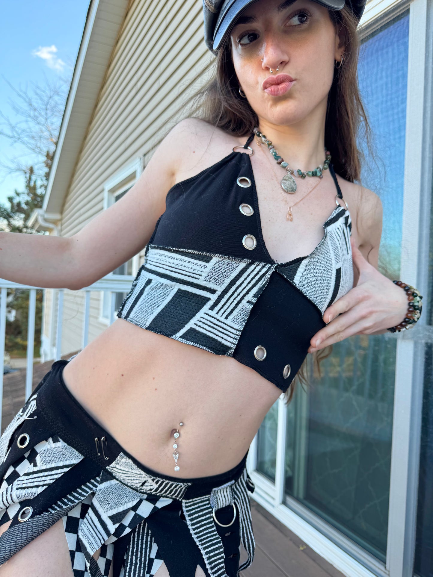 MONOCHROME 2 PIECE UPCYCLED FAIRY SKIRT SET