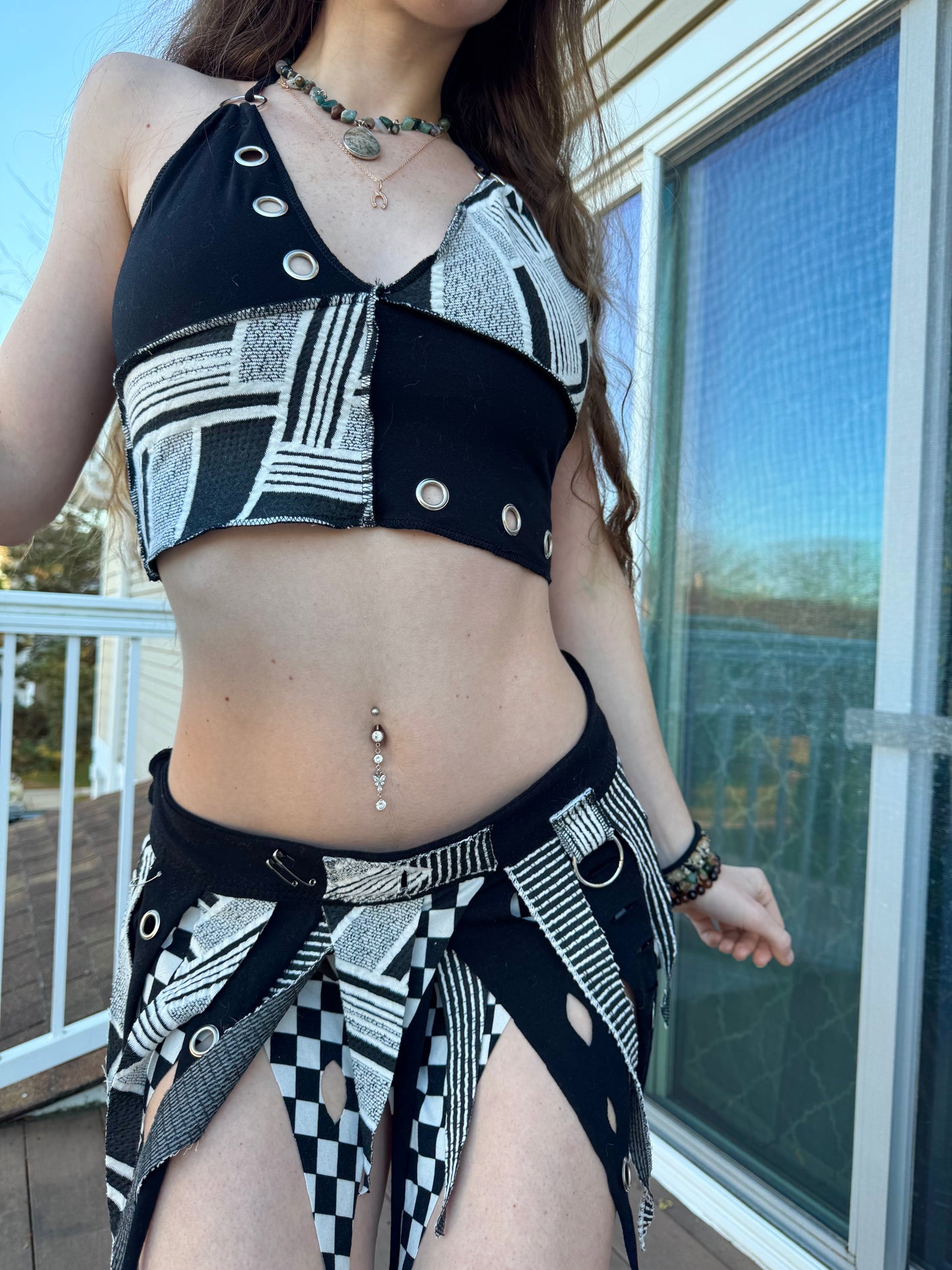 MONOCHROME 2 PIECE UPCYCLED FAIRY SKIRT SET