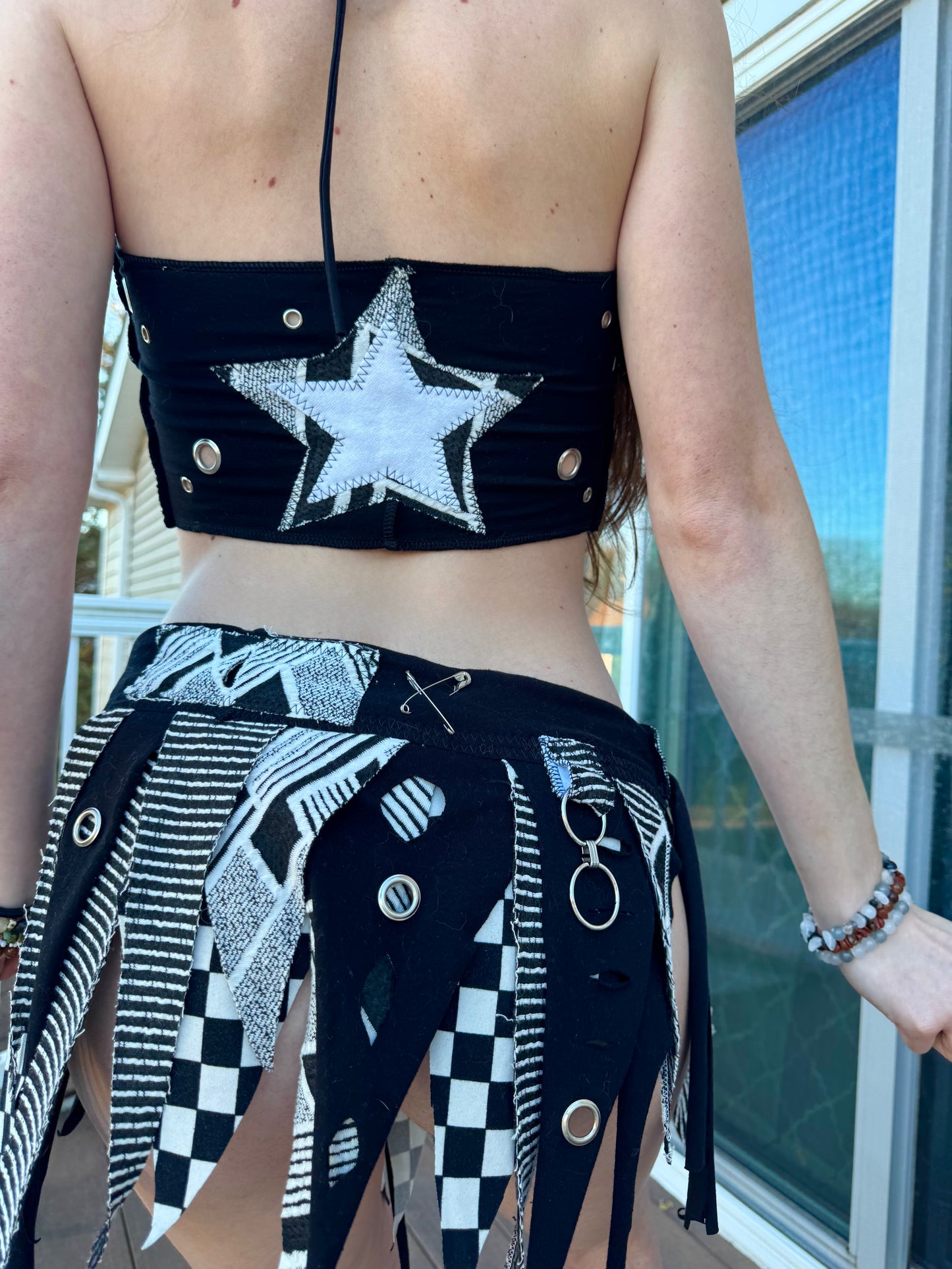 MONOCHROME 2 PIECE UPCYCLED FAIRY SKIRT SET