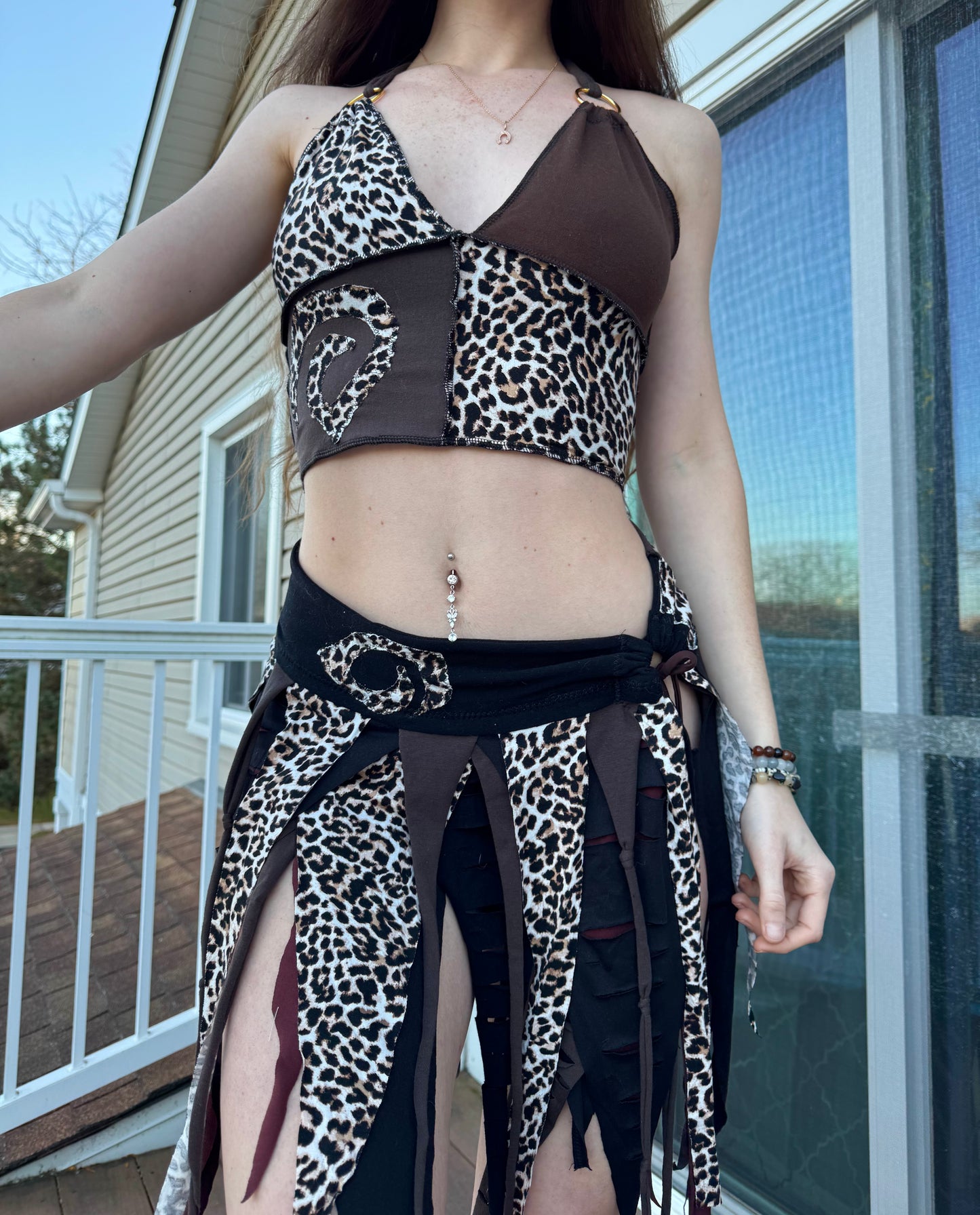 CHEETAH 2 PIECE UPCYCLED FAIRY SKIRT SET