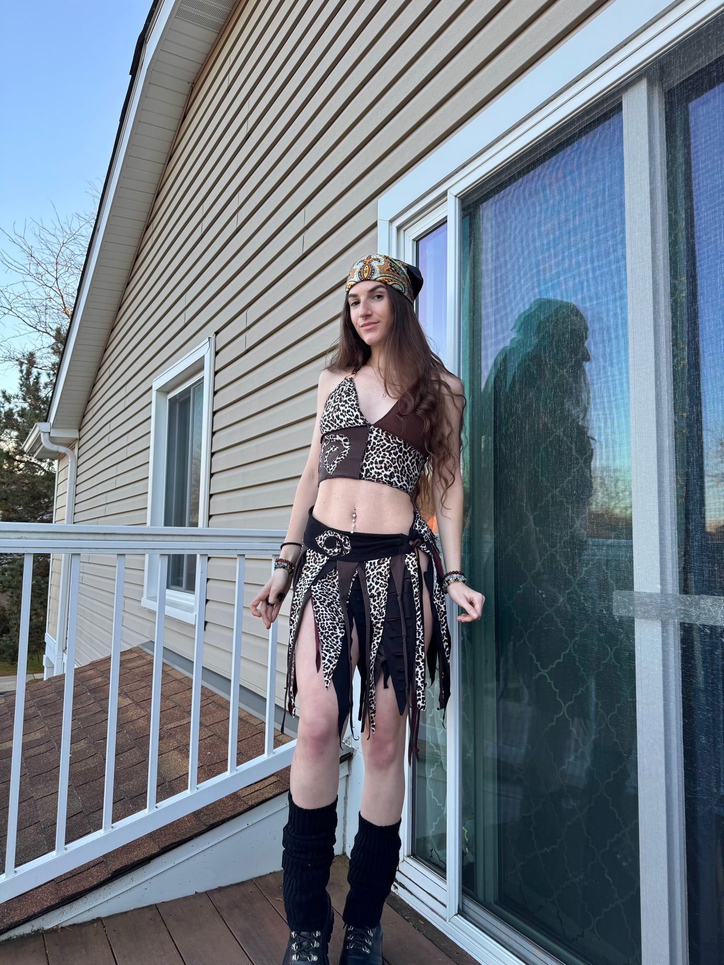 CHEETAH 2 PIECE UPCYCLED FAIRY SKIRT SET