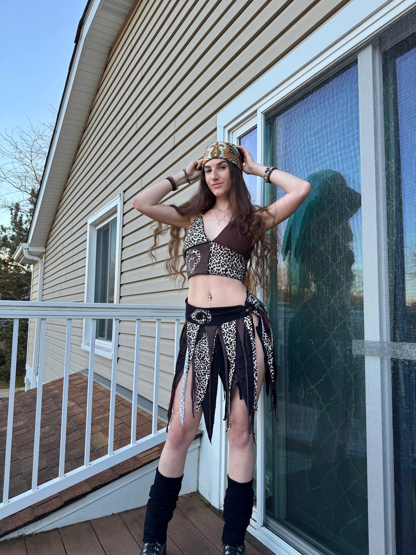 CHEETAH 2 PIECE UPCYCLED FAIRY SKIRT SET