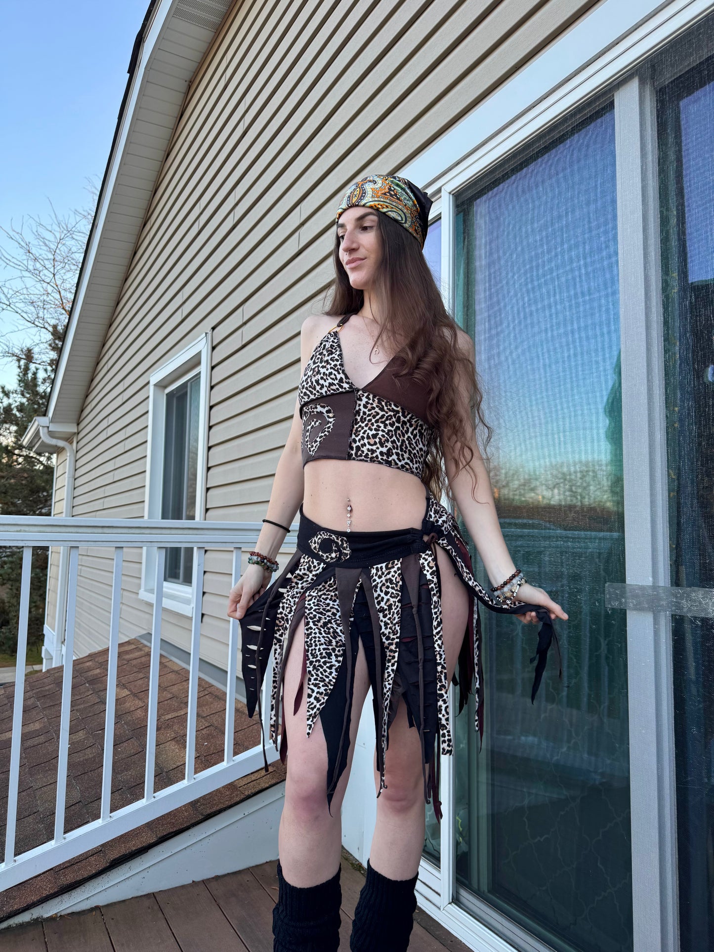 CHEETAH 2 PIECE UPCYCLED FAIRY SKIRT SET