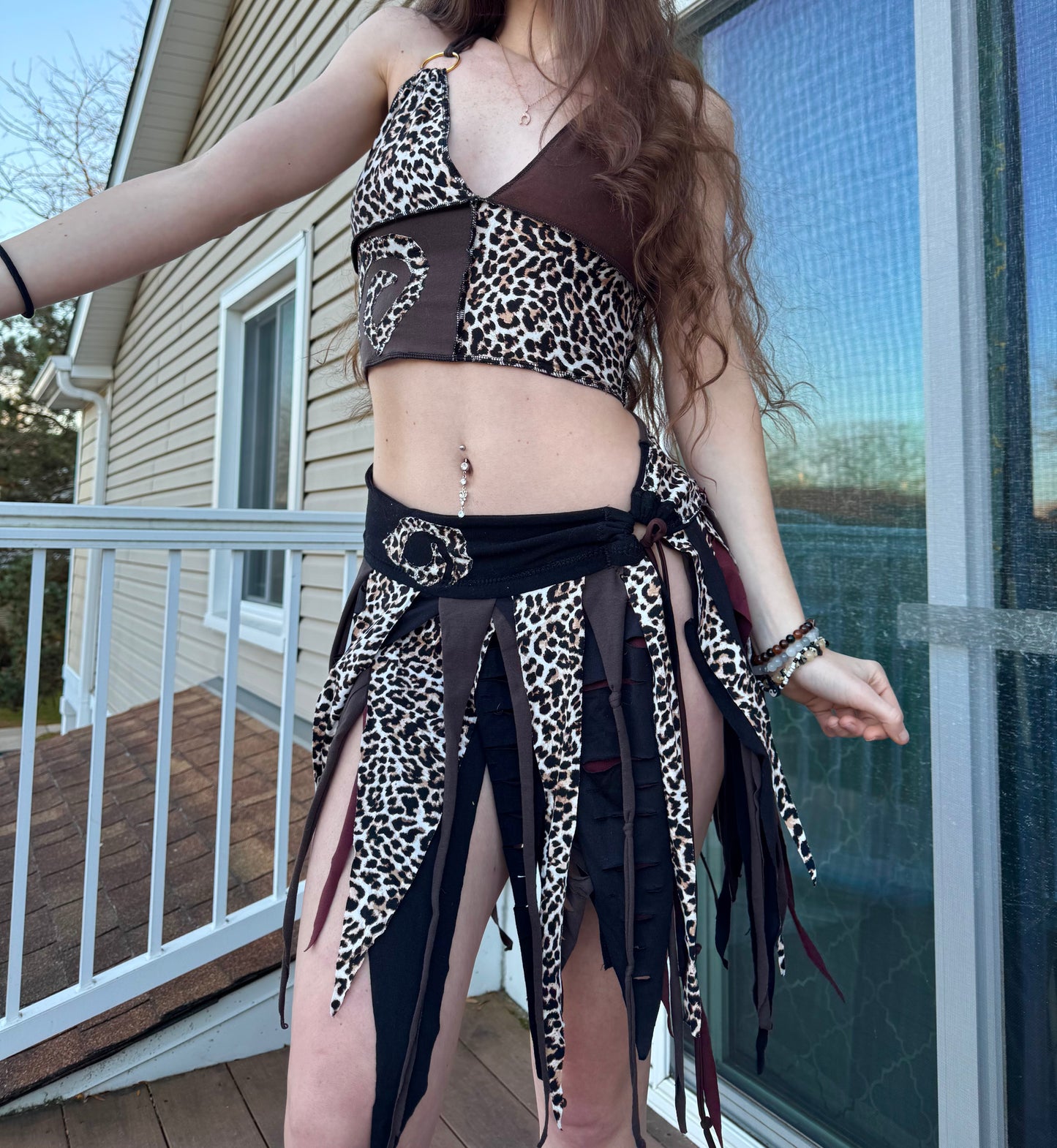 CHEETAH 2 PIECE UPCYCLED FAIRY SKIRT SET