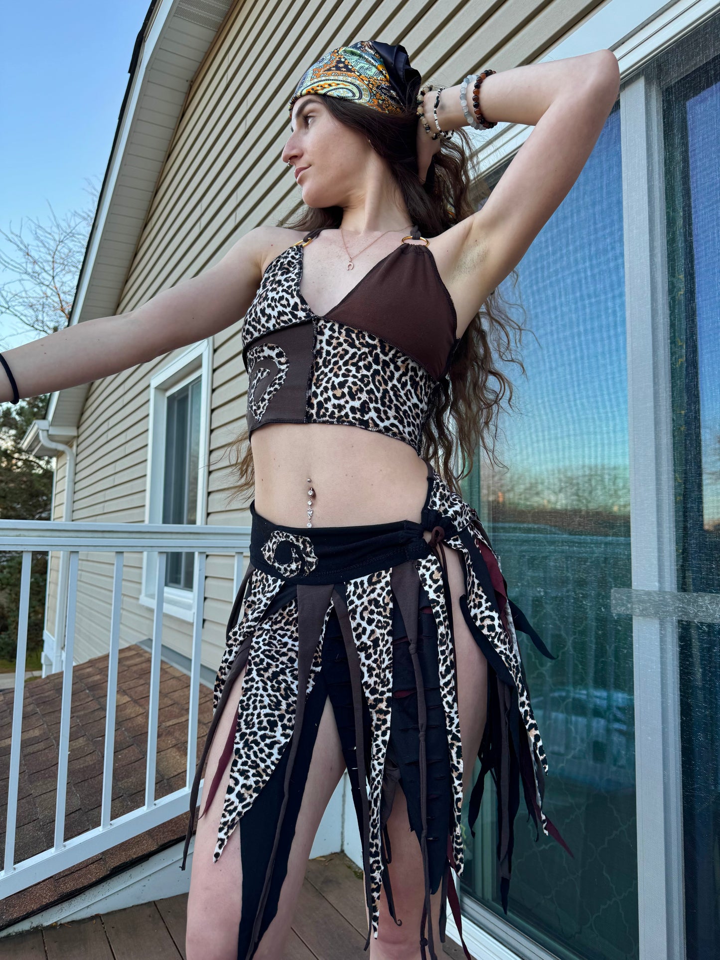 CHEETAH 2 PIECE UPCYCLED FAIRY SKIRT SET