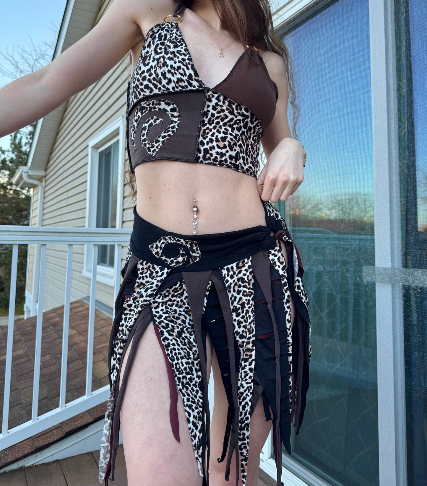 CHEETAH 2 PIECE UPCYCLED FAIRY SKIRT SET