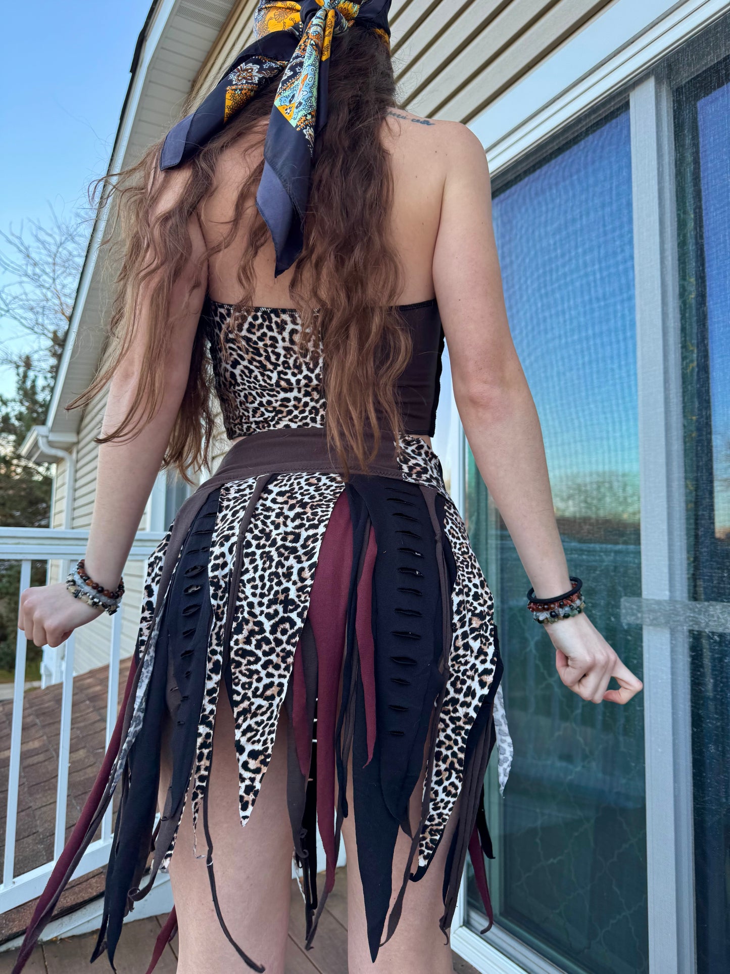 CHEETAH 2 PIECE UPCYCLED FAIRY SKIRT SET