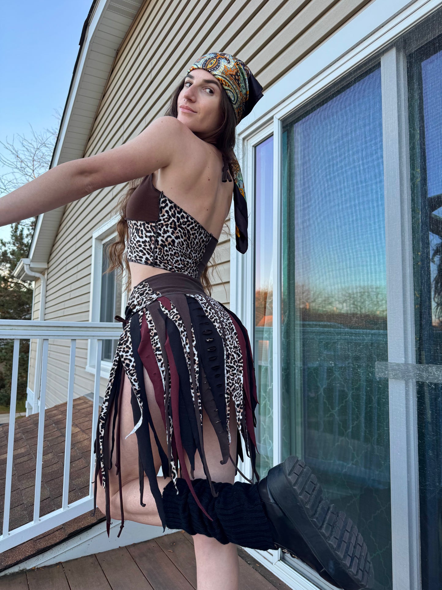 CHEETAH 2 PIECE UPCYCLED FAIRY SKIRT SET