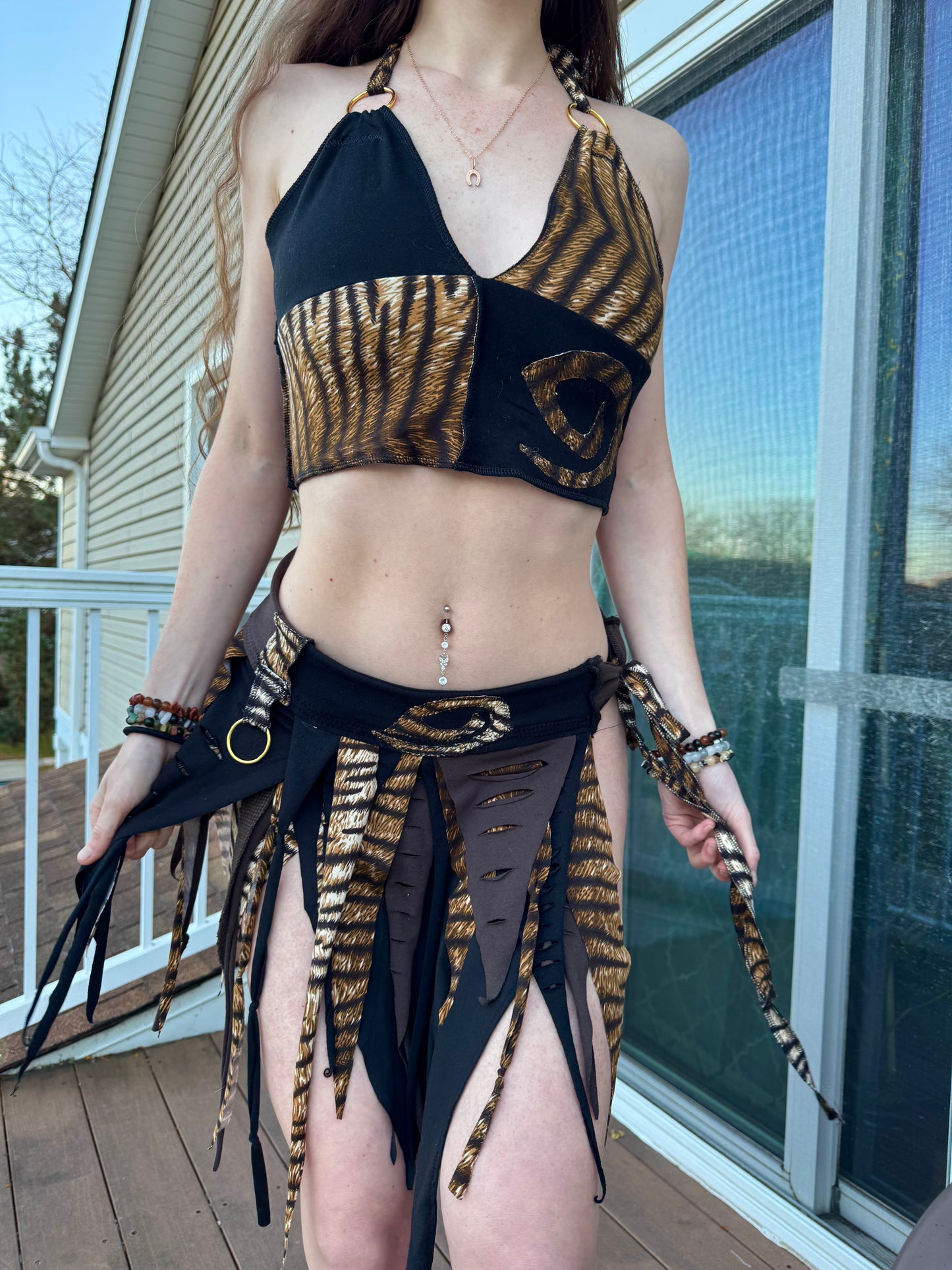 TIGER 2 PIECE UPCYCLED FAIRY SKIRT SET