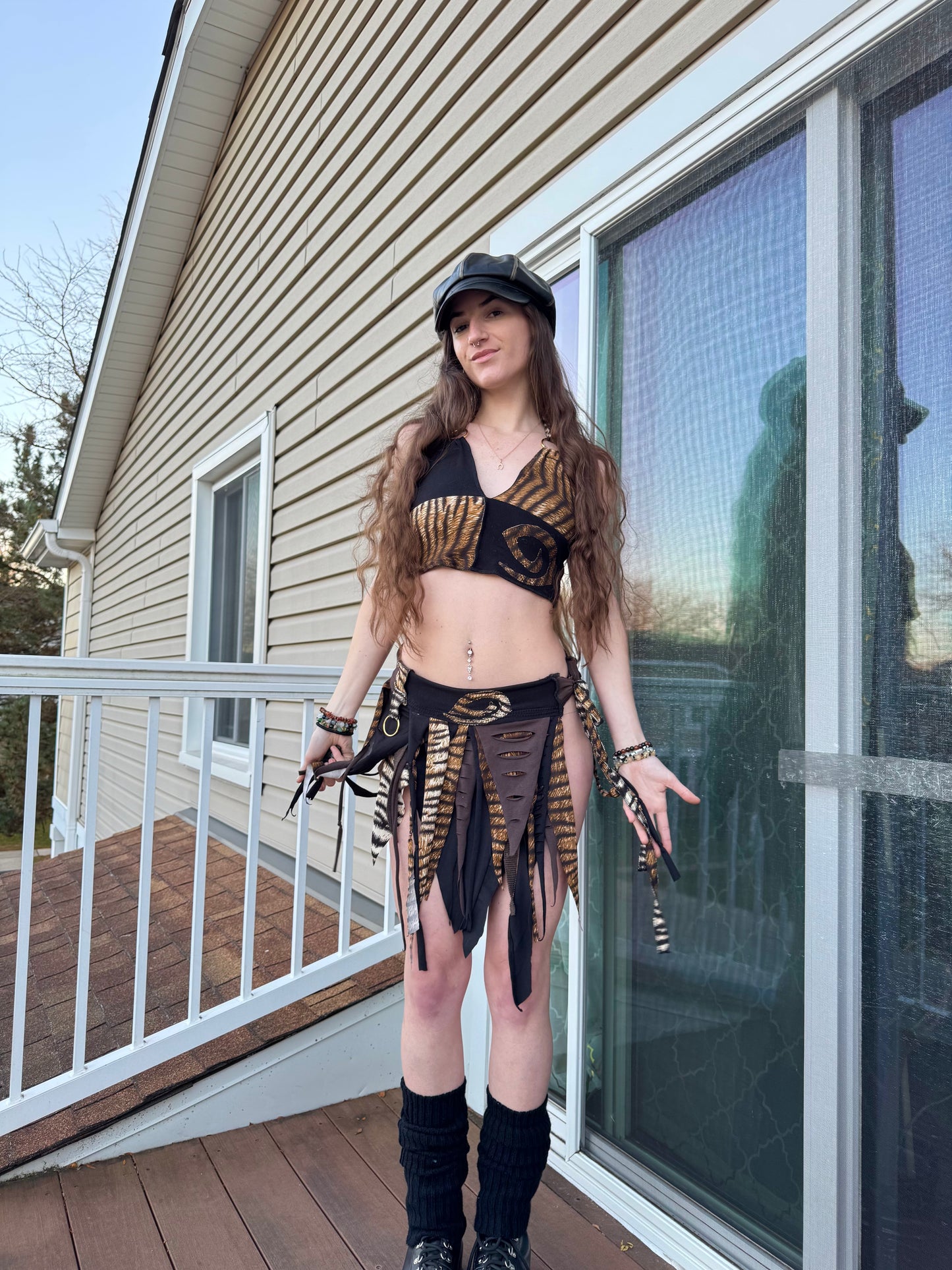 TIGER 2 PIECE UPCYCLED FAIRY SKIRT SET