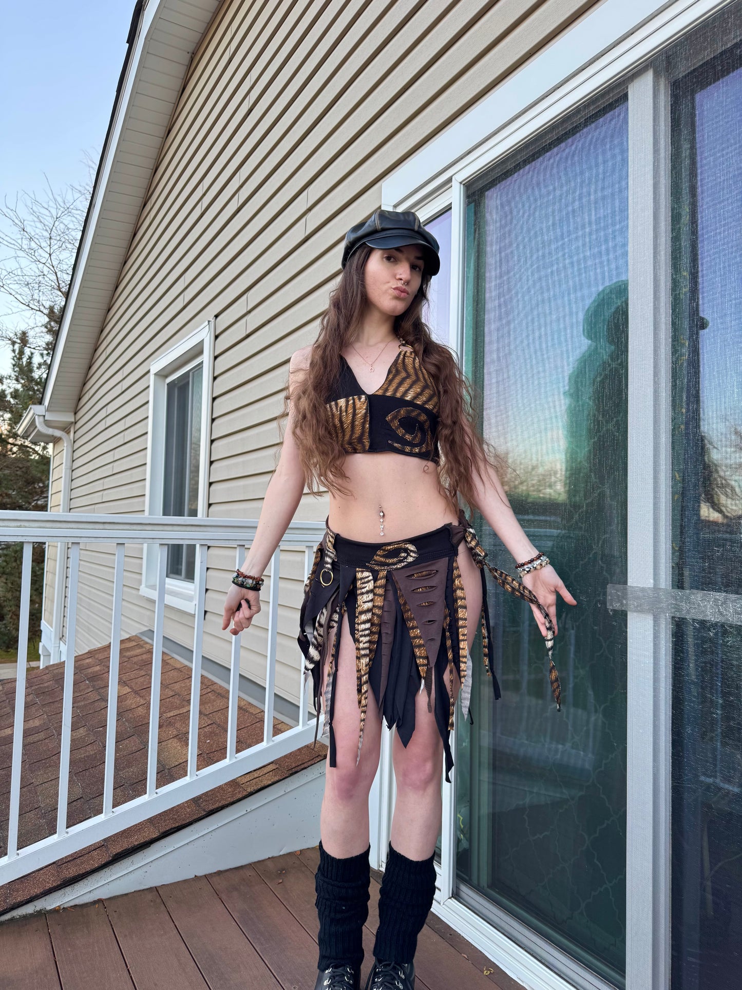 TIGER 2 PIECE UPCYCLED FAIRY SKIRT SET