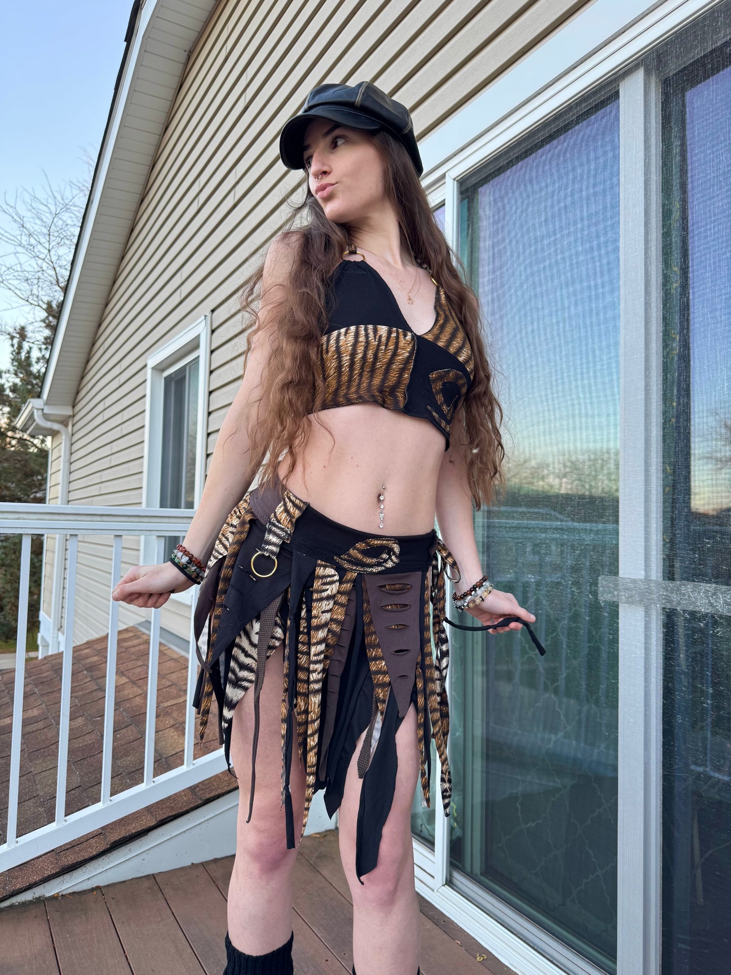 TIGER 2 PIECE UPCYCLED FAIRY SKIRT SET