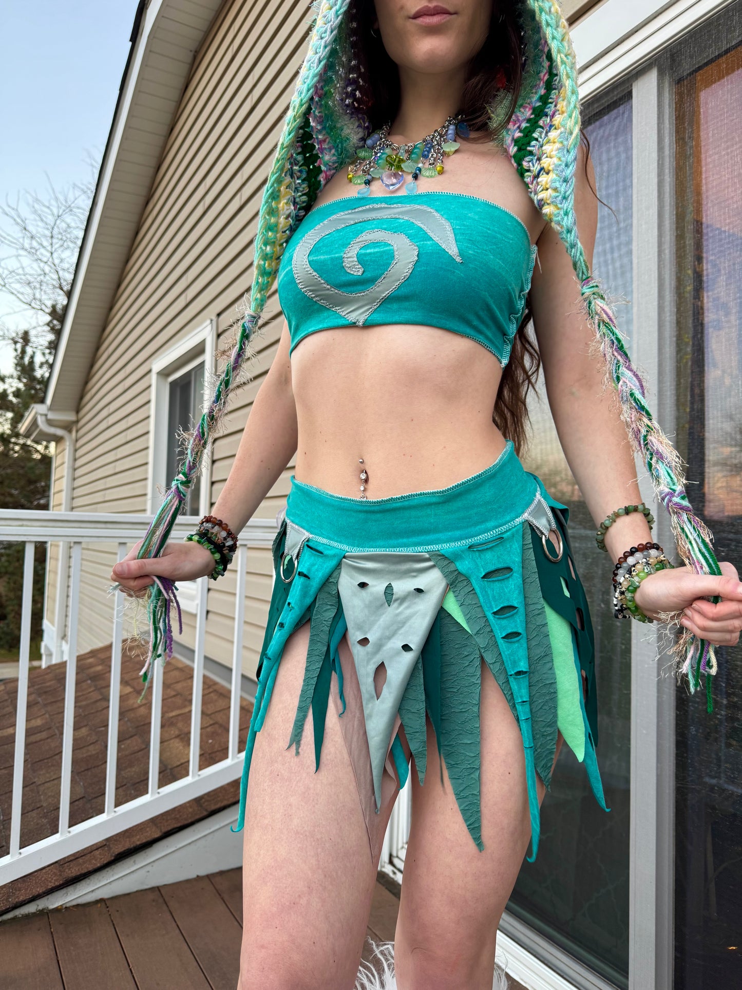 AQUA 2 PIECE UPCYCLED FAIRY SKIRT SET