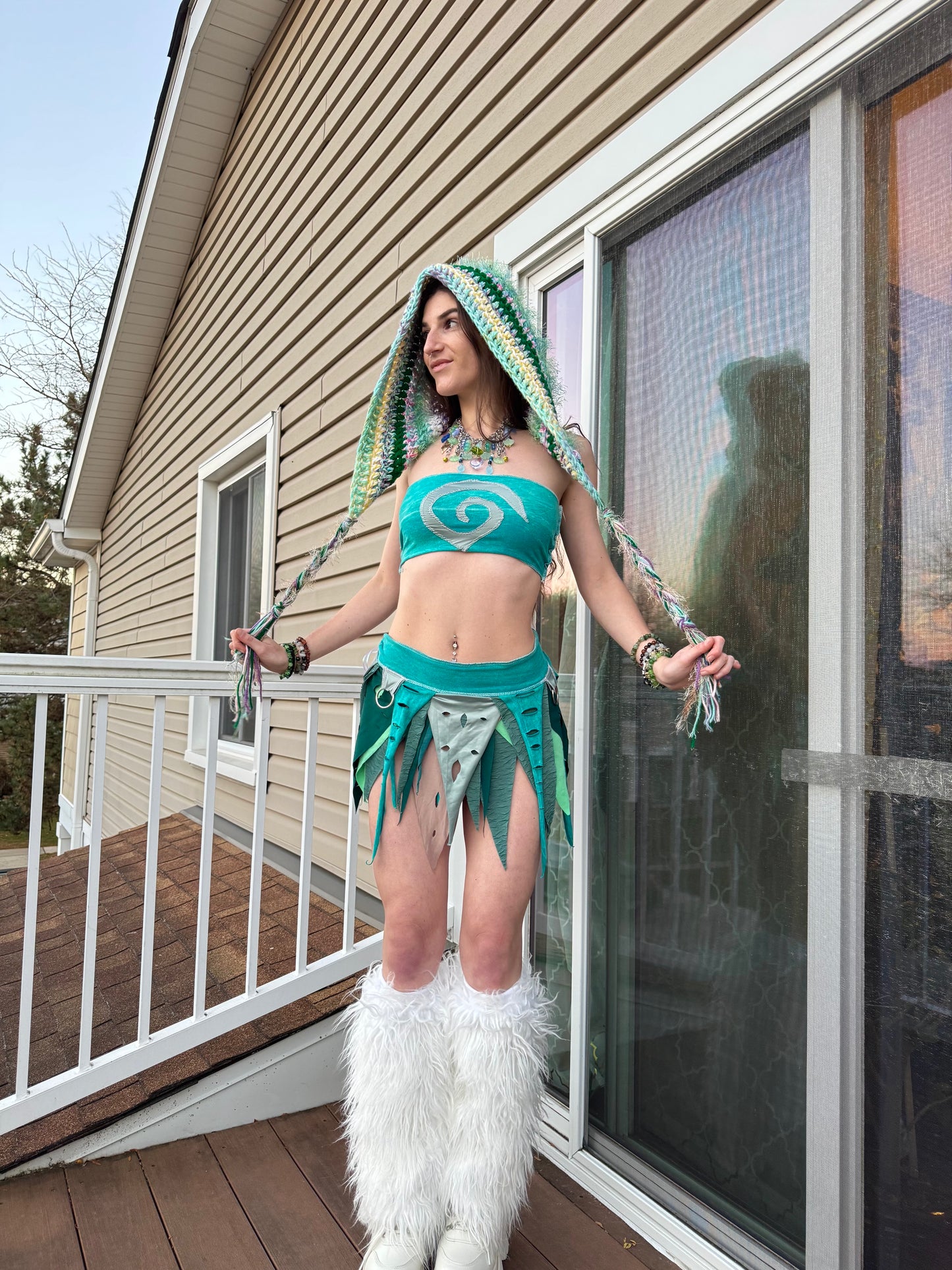 AQUA 2 PIECE UPCYCLED FAIRY SKIRT SET