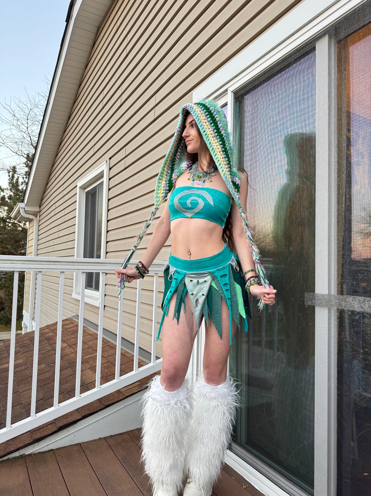 AQUA 2 PIECE UPCYCLED FAIRY SKIRT SET