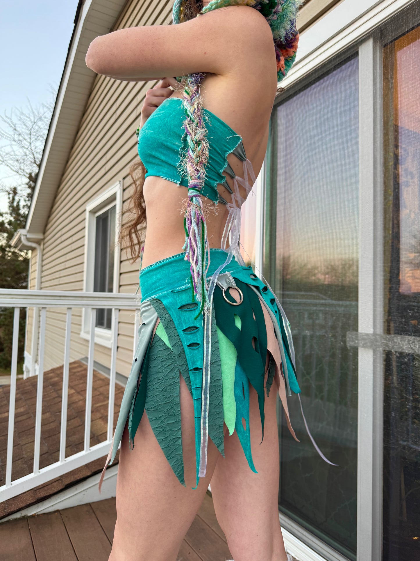 AQUA 2 PIECE UPCYCLED FAIRY SKIRT SET