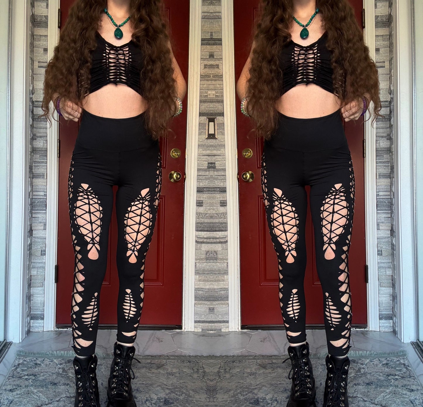 ABYSS - BLACK SLITWEAVE / BRAIDED LEGGINGS