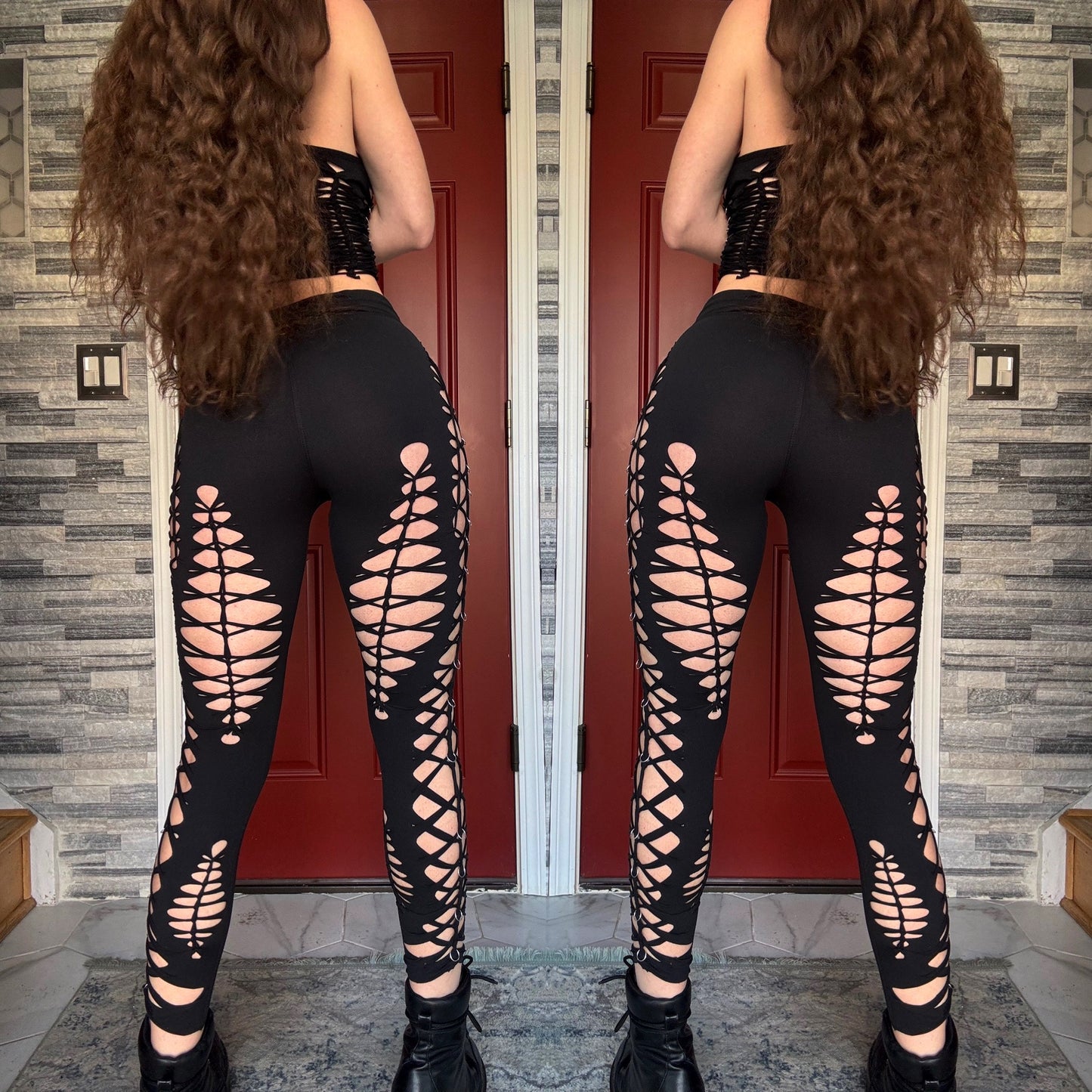 ABYSS - BLACK SLITWEAVE / BRAIDED LEGGINGS