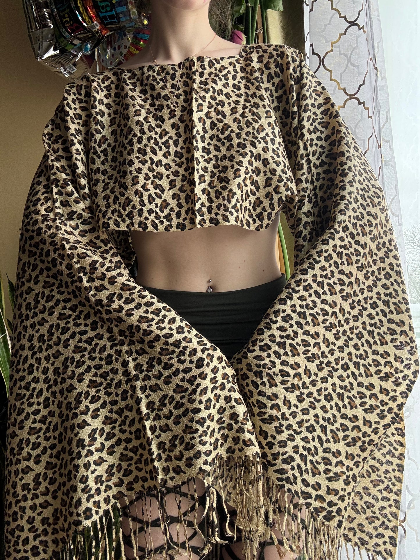 CHEETAH PRINT REWORKED PASHMINA TOP