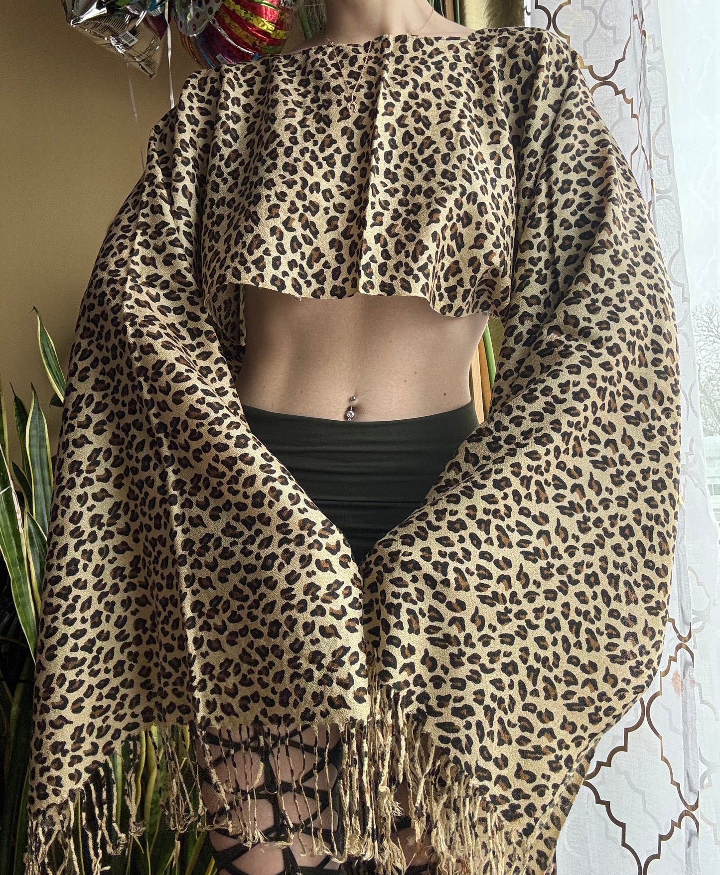 CHEETAH PRINT REWORKED PASHMINA TOP