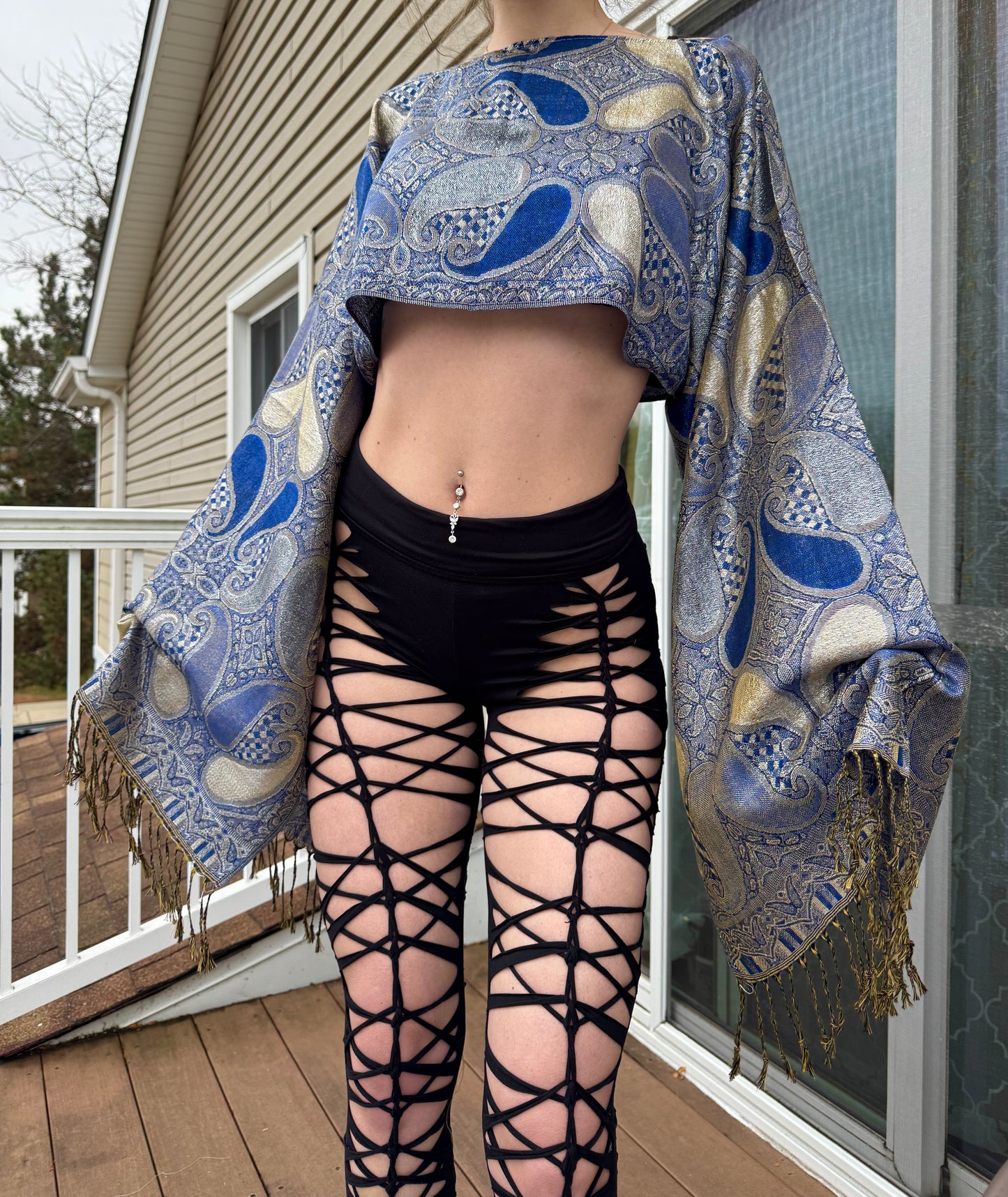 DARK BLUE PASHMINA TOP