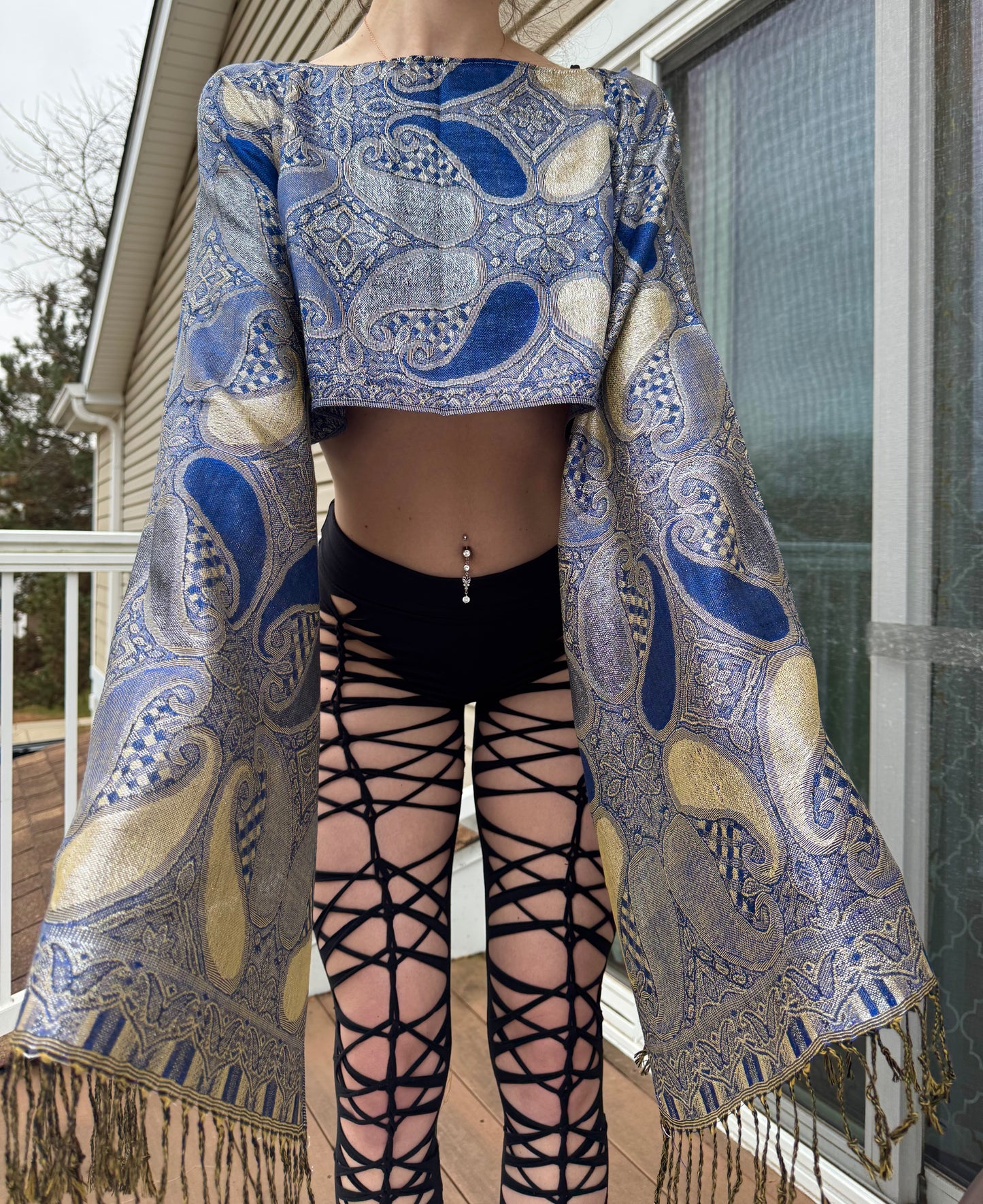 DARK BLUE PASHMINA TOP